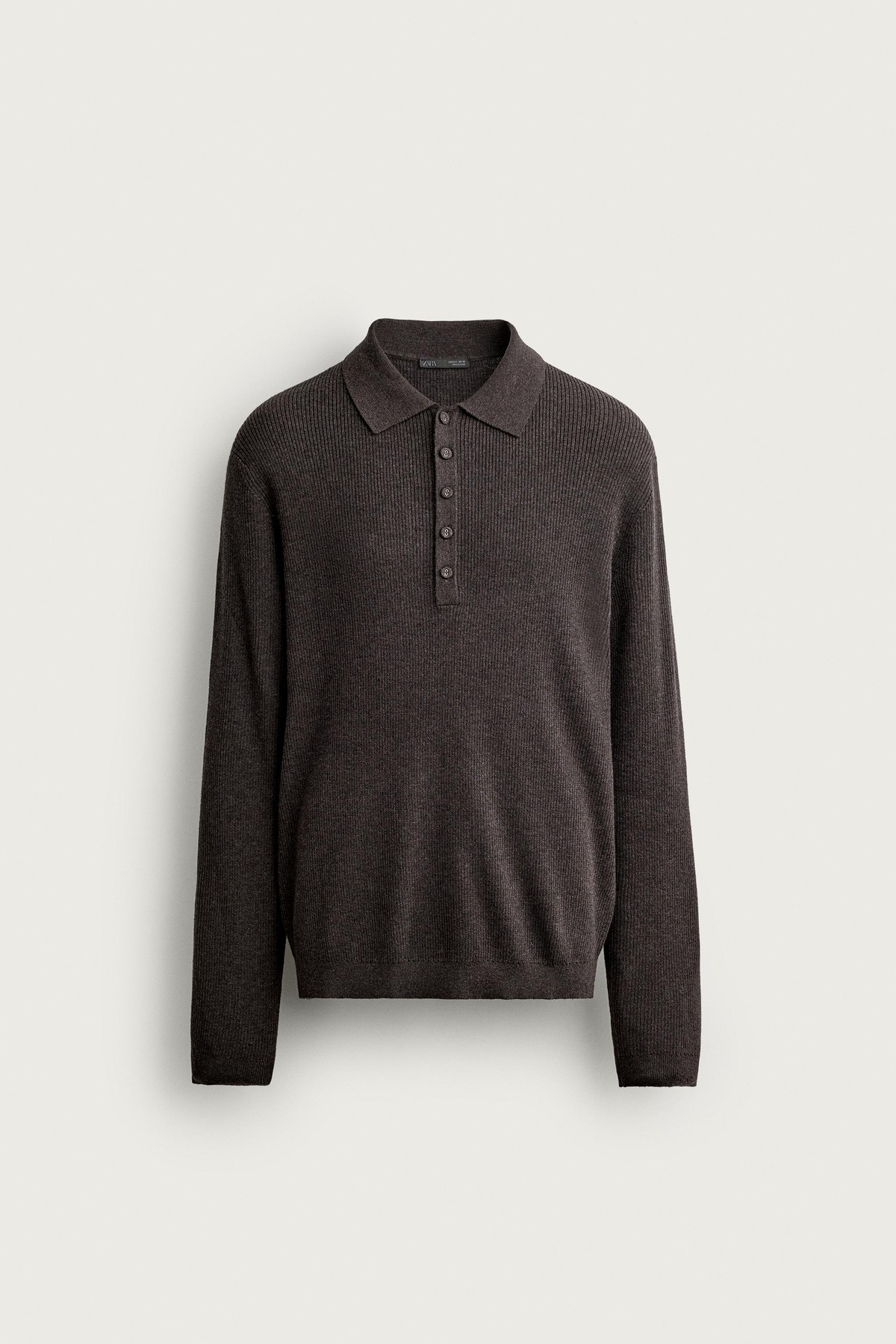 자라 골지 니트 긴팔 폴로셔츠 3039/302/719 BROWN VIGORE