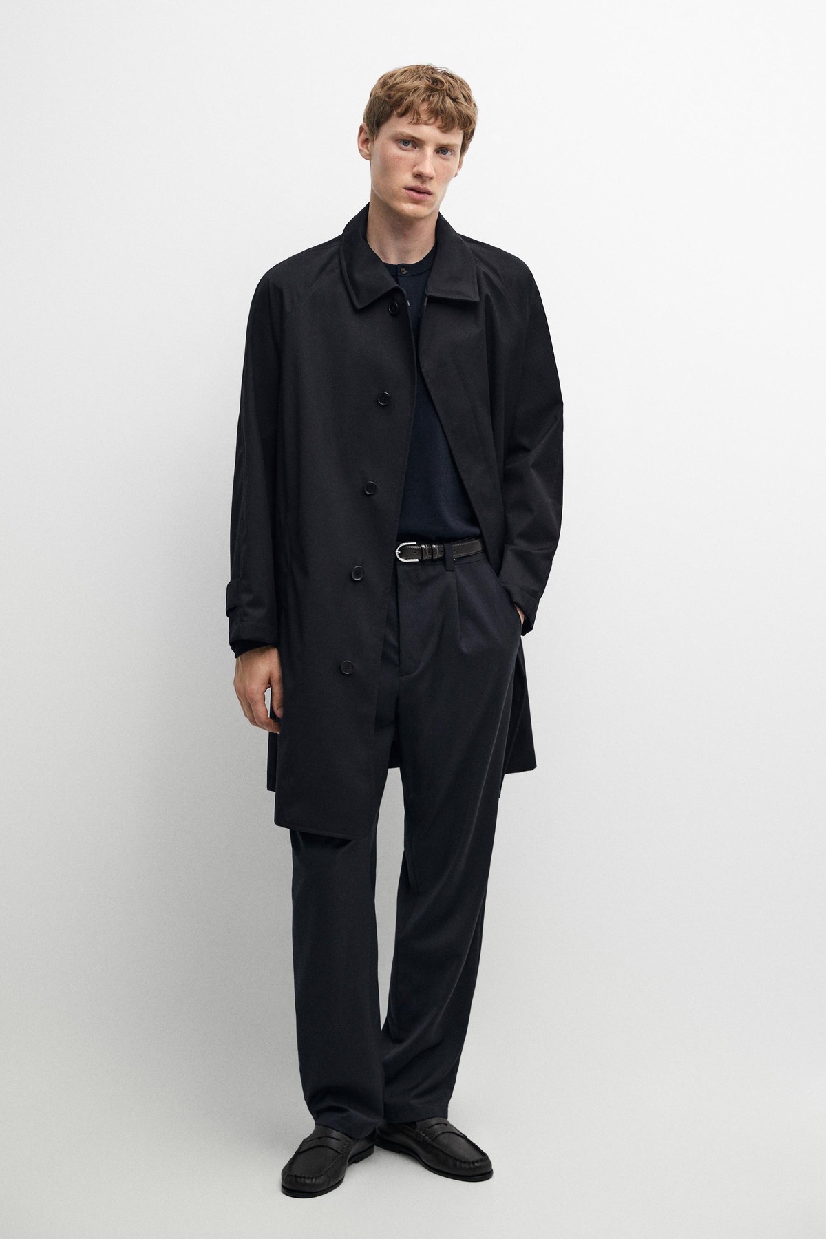 마시모두띠 울 100% 싱글 트렌치 코트 3682/582 NAVY BLUE