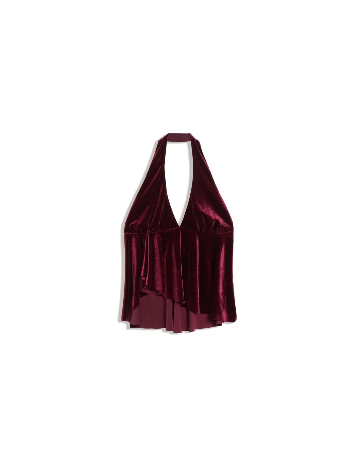 버쉬카 벨벳 홀터넥 러플 탑 3919/274 BURGUNDY