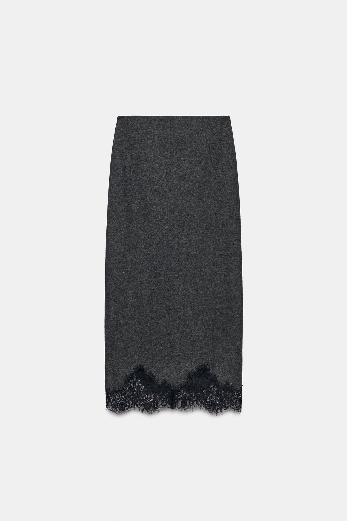 자라 레이스 밑단 미디 스커트 1165/818/922 DARK GREY