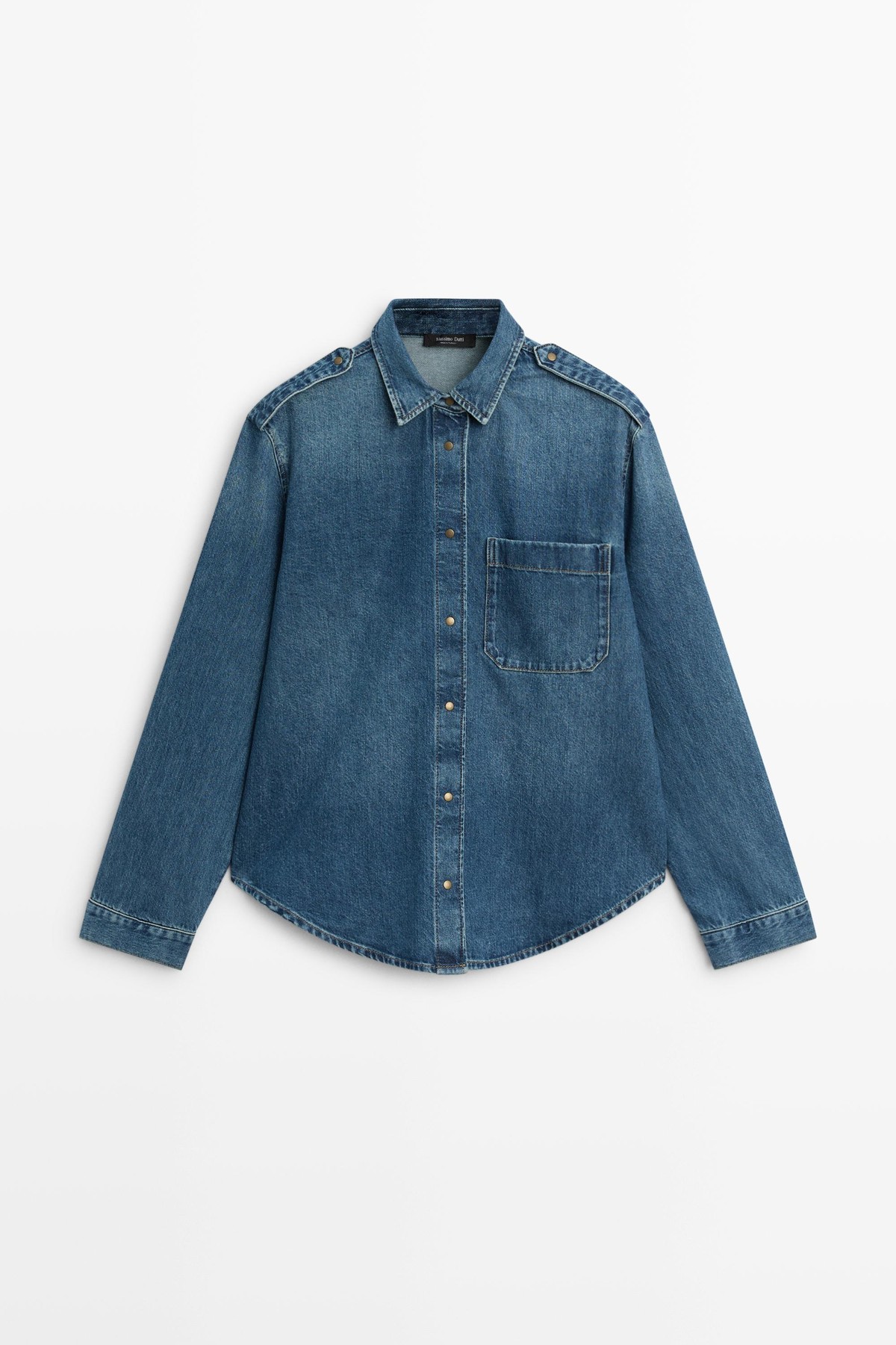 마시모두띠 숄더 탭 디테일 데님 셔츠 5172/871 MEDIUM BLUE
