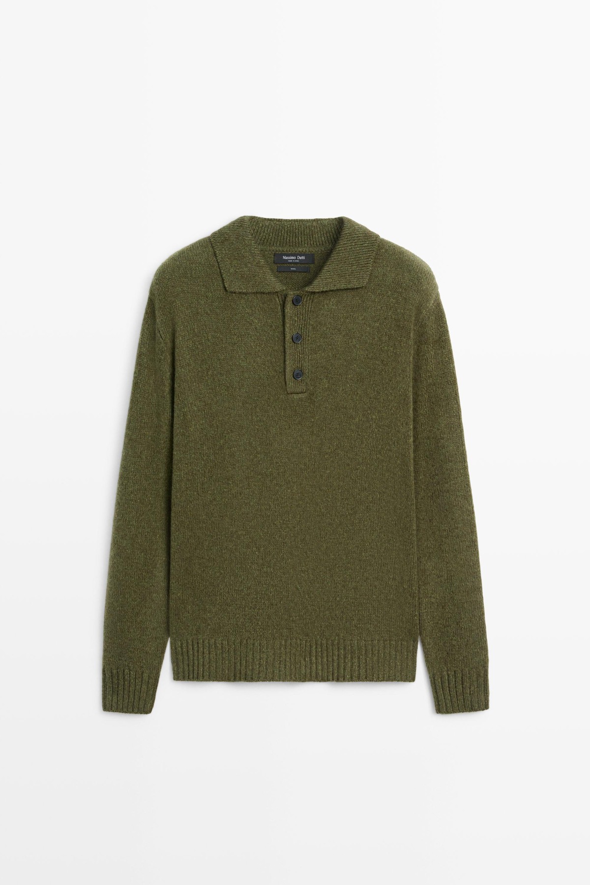 마시모두띠 울 100% 폴로 니트 스웨터 1468/222 DARK KHAKI