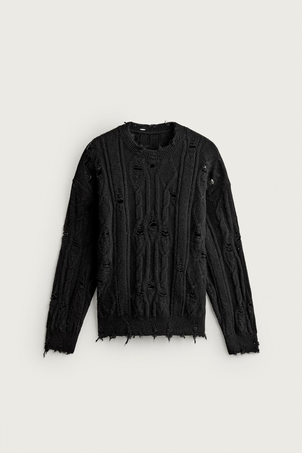 자라 케이블 오픈 니트 스웨터 3597/390/800 BLACK