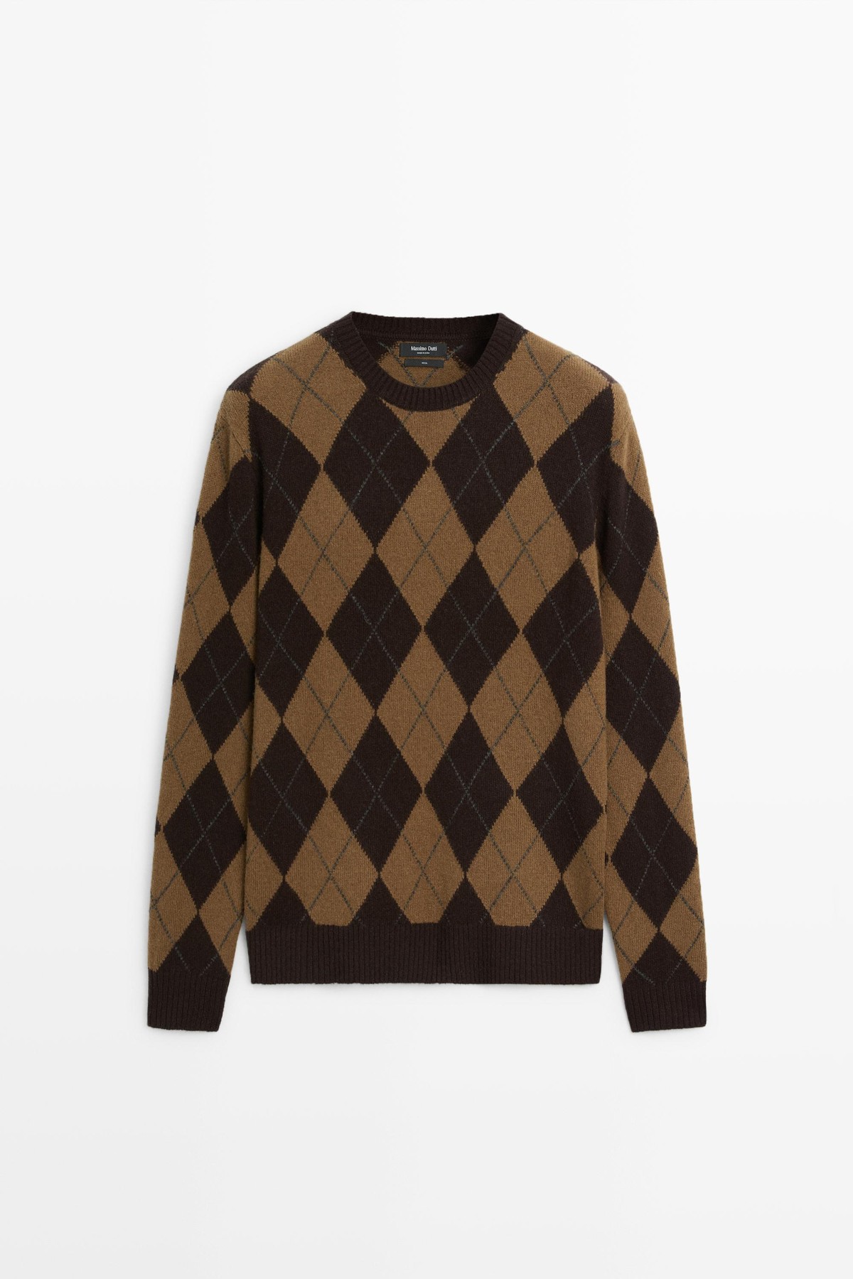 마시모두띠 울 100% 아가일 니트 스웨터 1495/222 BROWN MARL