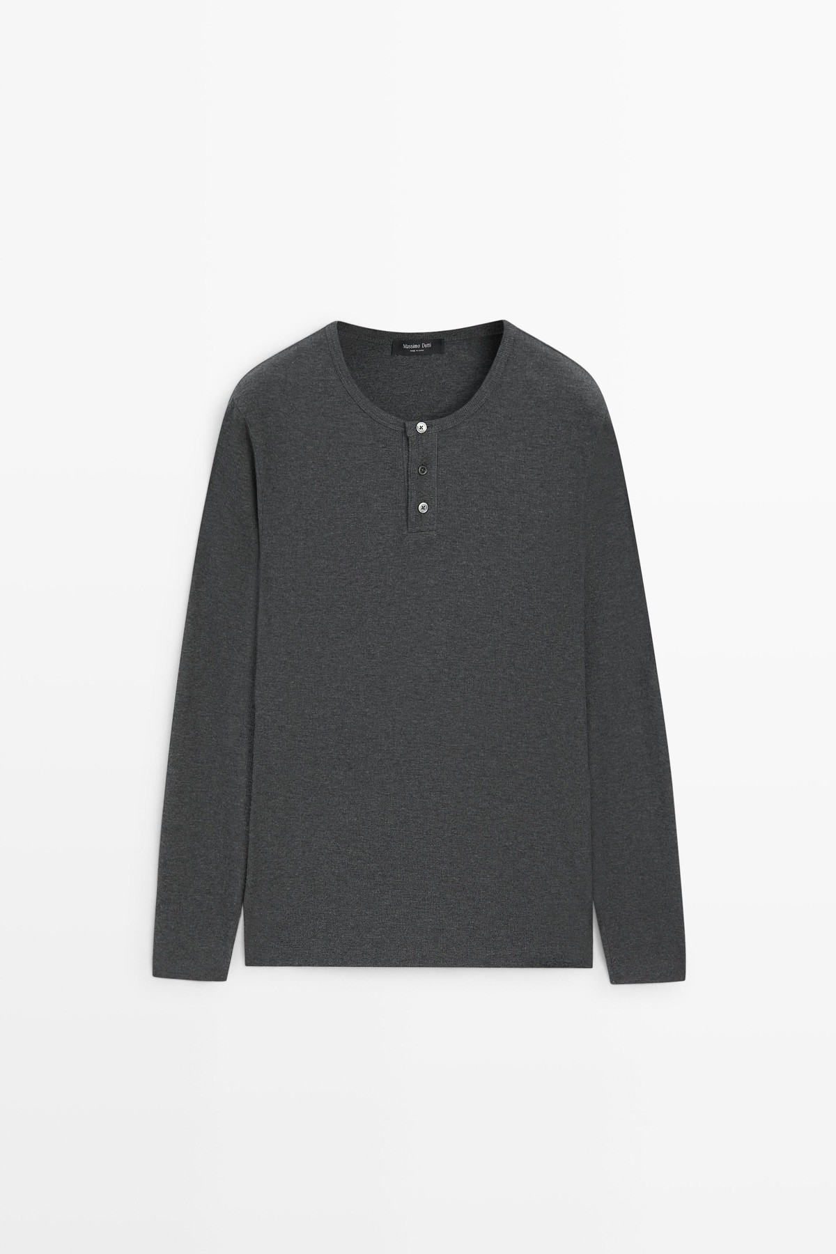 마시모두띠 코튼 블렌드 헨리넥 긴팔 티셔츠 0785/175 ANTHRACITE GREY