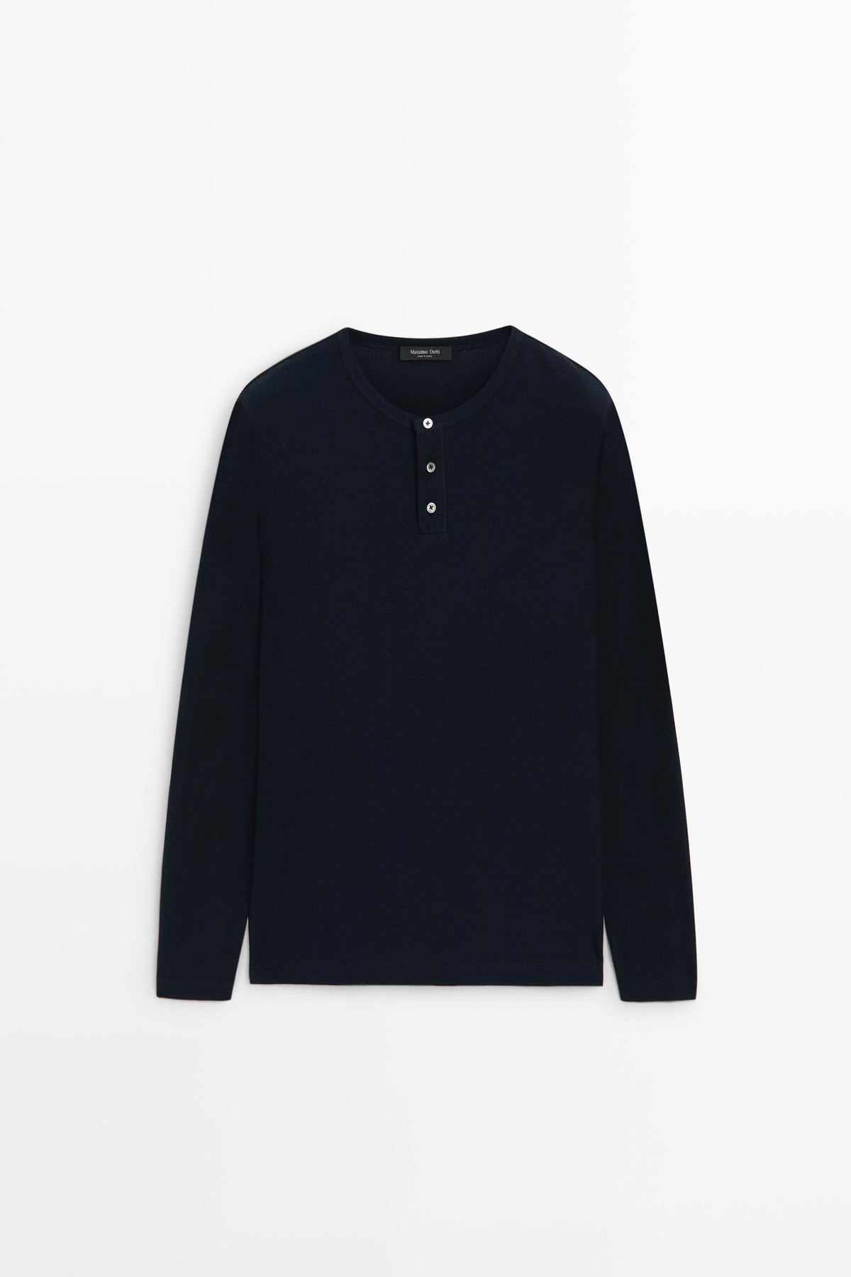 마시모두띠 코튼 캐시미어 헨리넥 긴팔 티셔츠 0785/175 NAVY BLUE