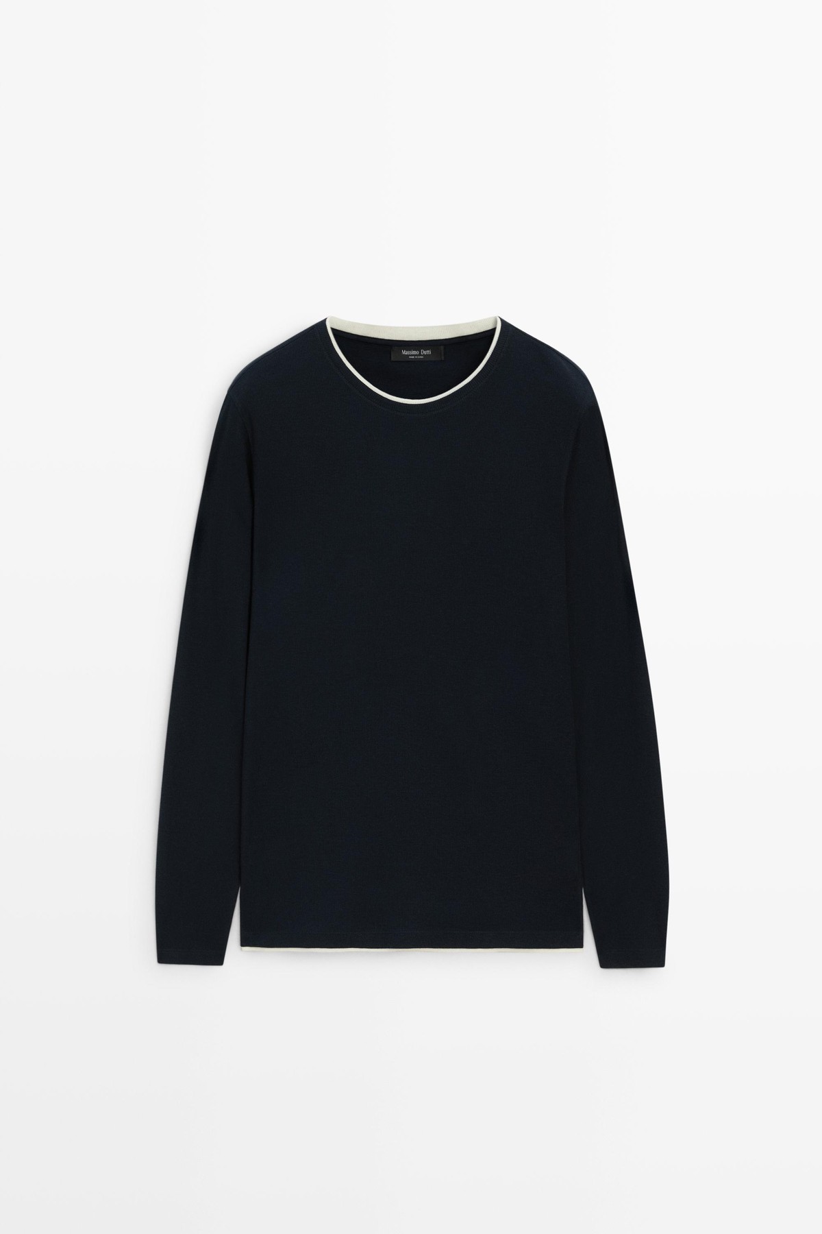 마시모두띠 더블 트림 코튼 혼방 긴팔 티셔츠 0786/175 NAVY BLUE