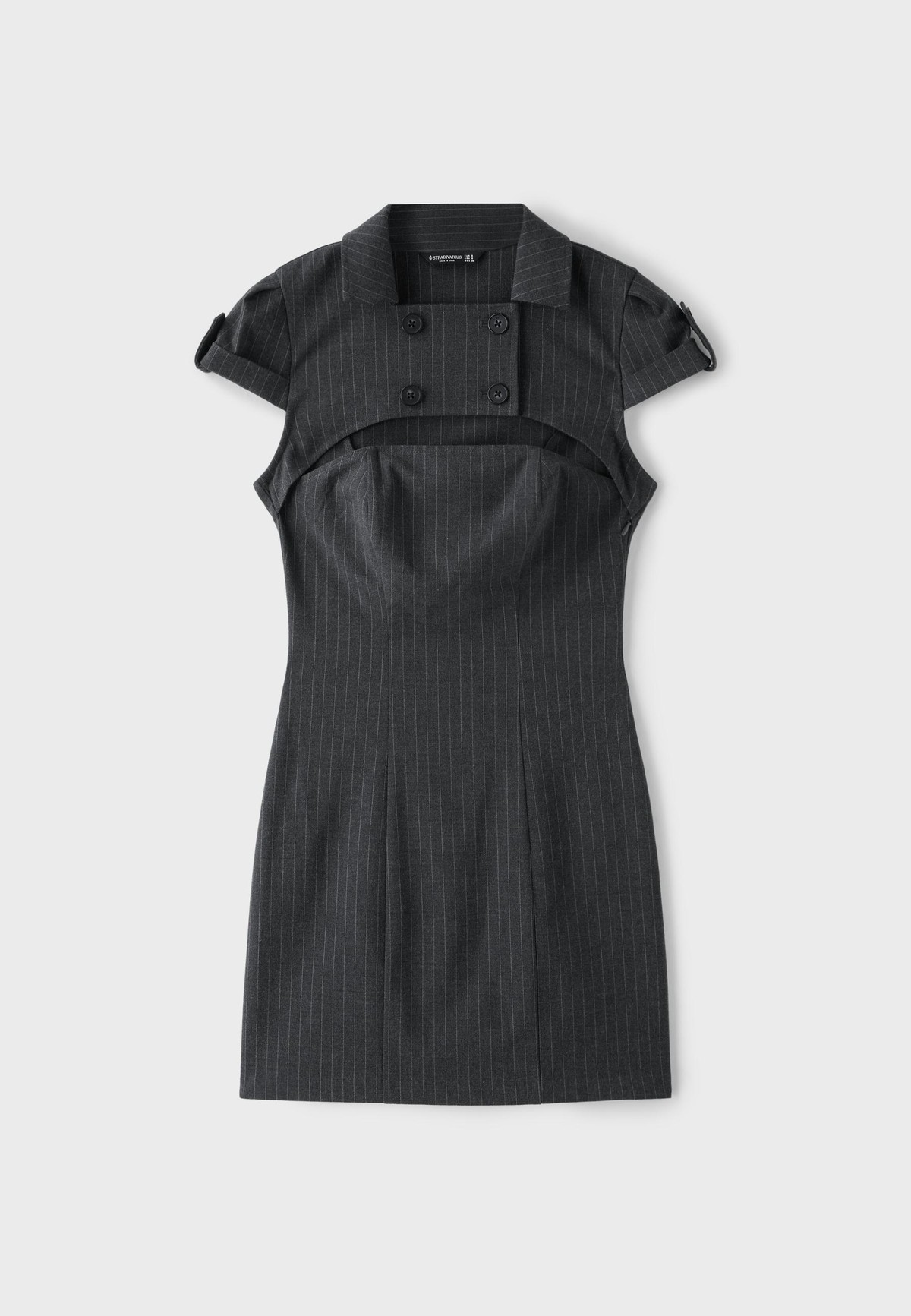 스트라디바리우스 스트라이프 반팔 미니 원피스 6385/236/250 CHARCOAL GREY