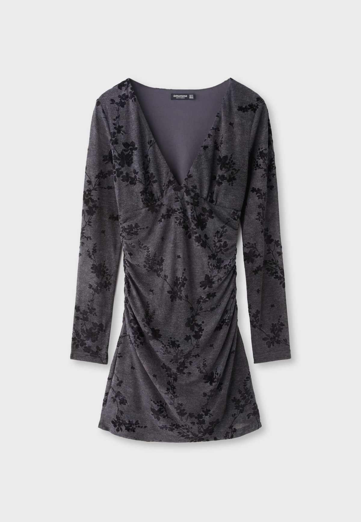 스트라디바리우스 플록 플로럴 브이넥 미니 원피스 6307/326/250 CHARCOAL GREY