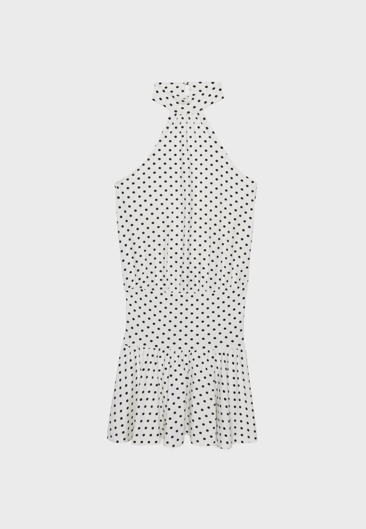 스트라디바리우스 도트 프릴 홀터넥 미니 원피스 7205/525/706 LIGHT GREY