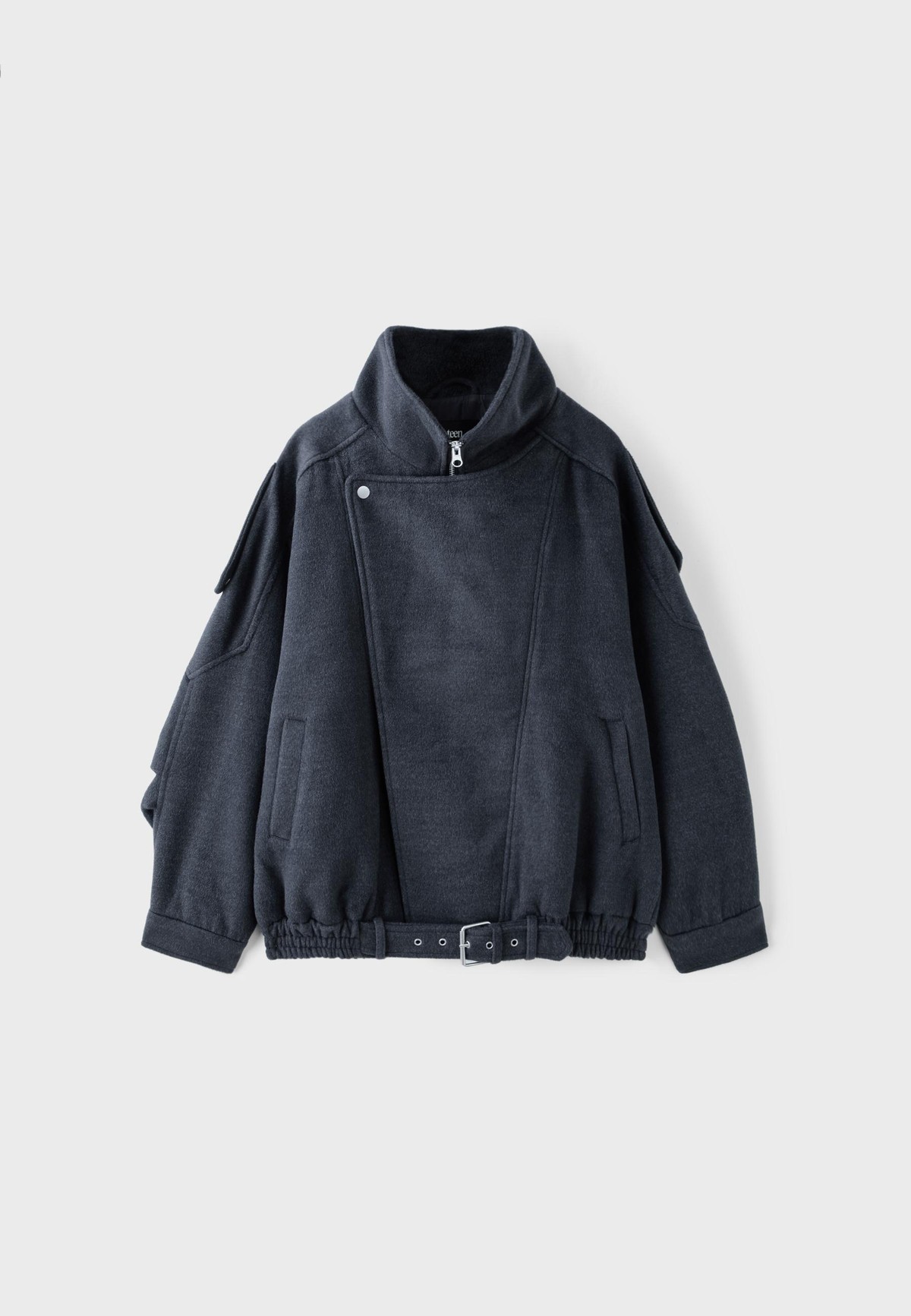 스트라디바리우스 오버사이즈 하이넥 벨트 자켓 8633/612/251 GREY