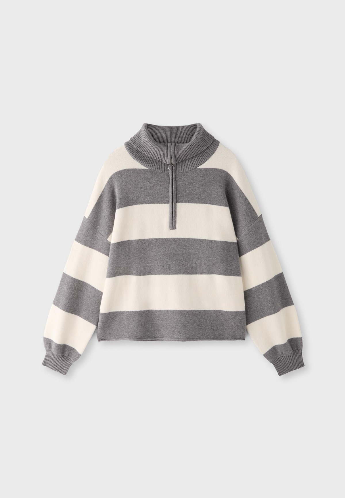 스트라디바리우스 스트라이프 하프집업 니트 스웨터 5022/431/250 CHARCOAL GREY