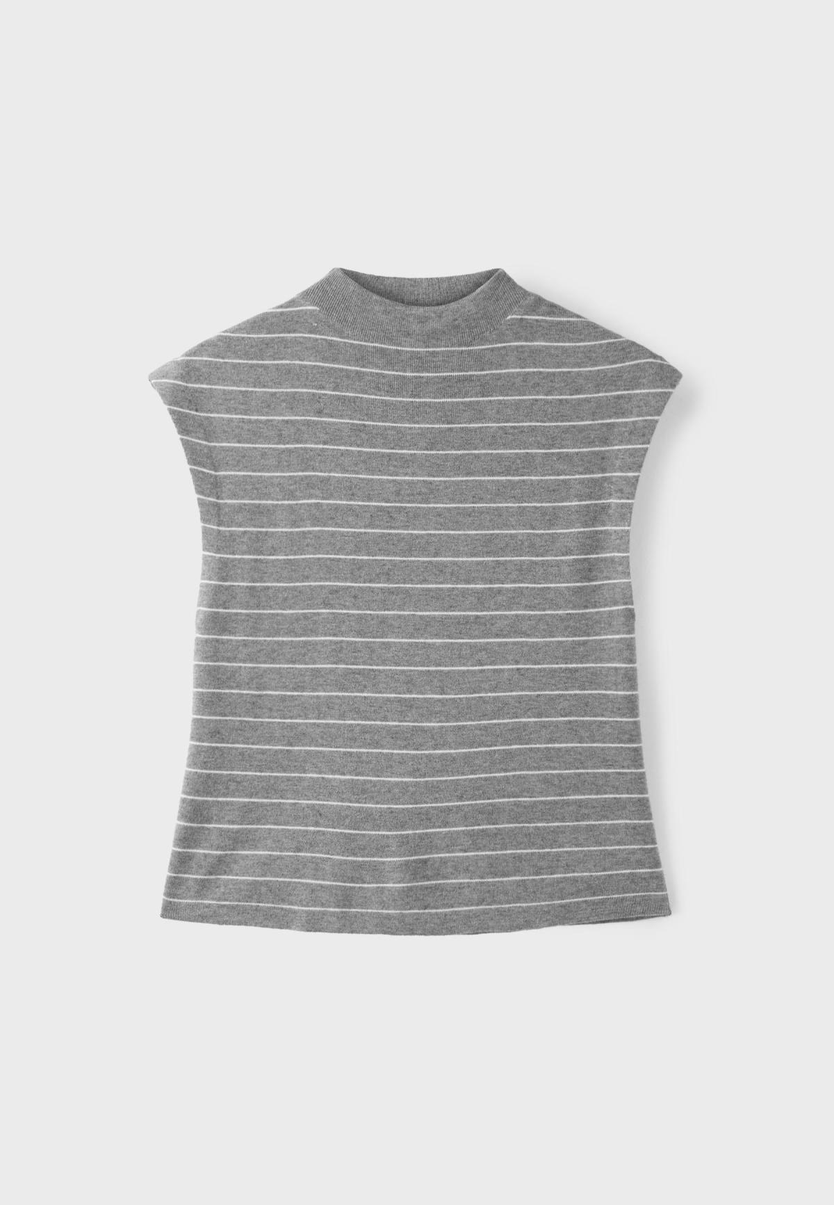 스트라디바리우스 스트라이프 하이넥 민소매 니트 탑 5009/410/250 CHARCOAL GREY