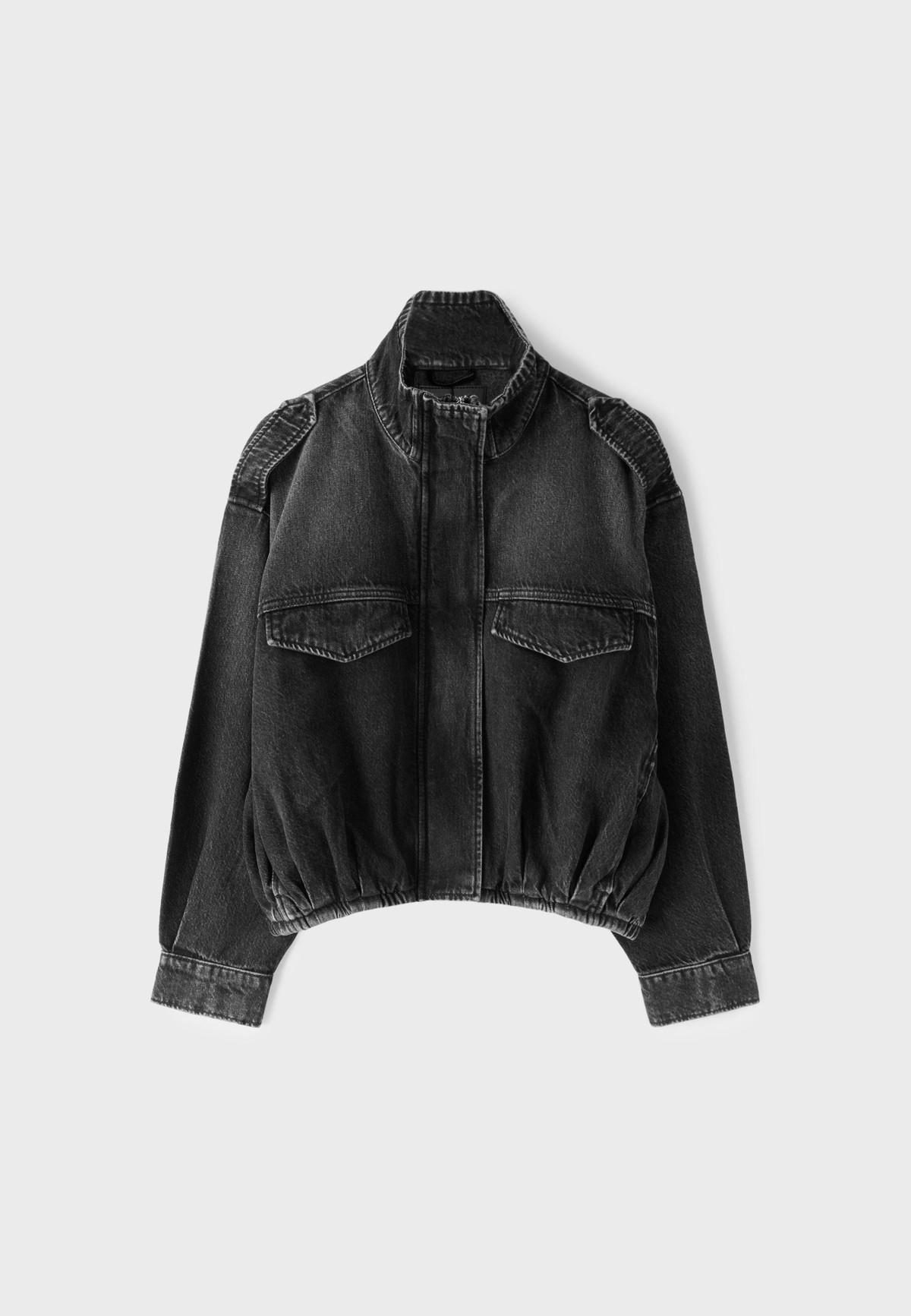 스트라디바리우스 벌룬핏 하이넥 데님 재킷 1745/855/709 WASHED BLACK