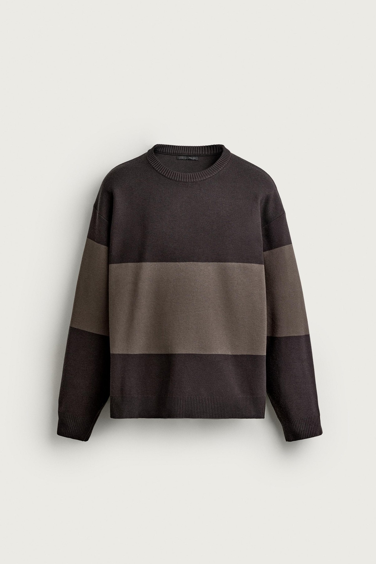 자라 소프트 컬러블록 니트 스웨터 5755/315/753 CHOCOLATE BROWN