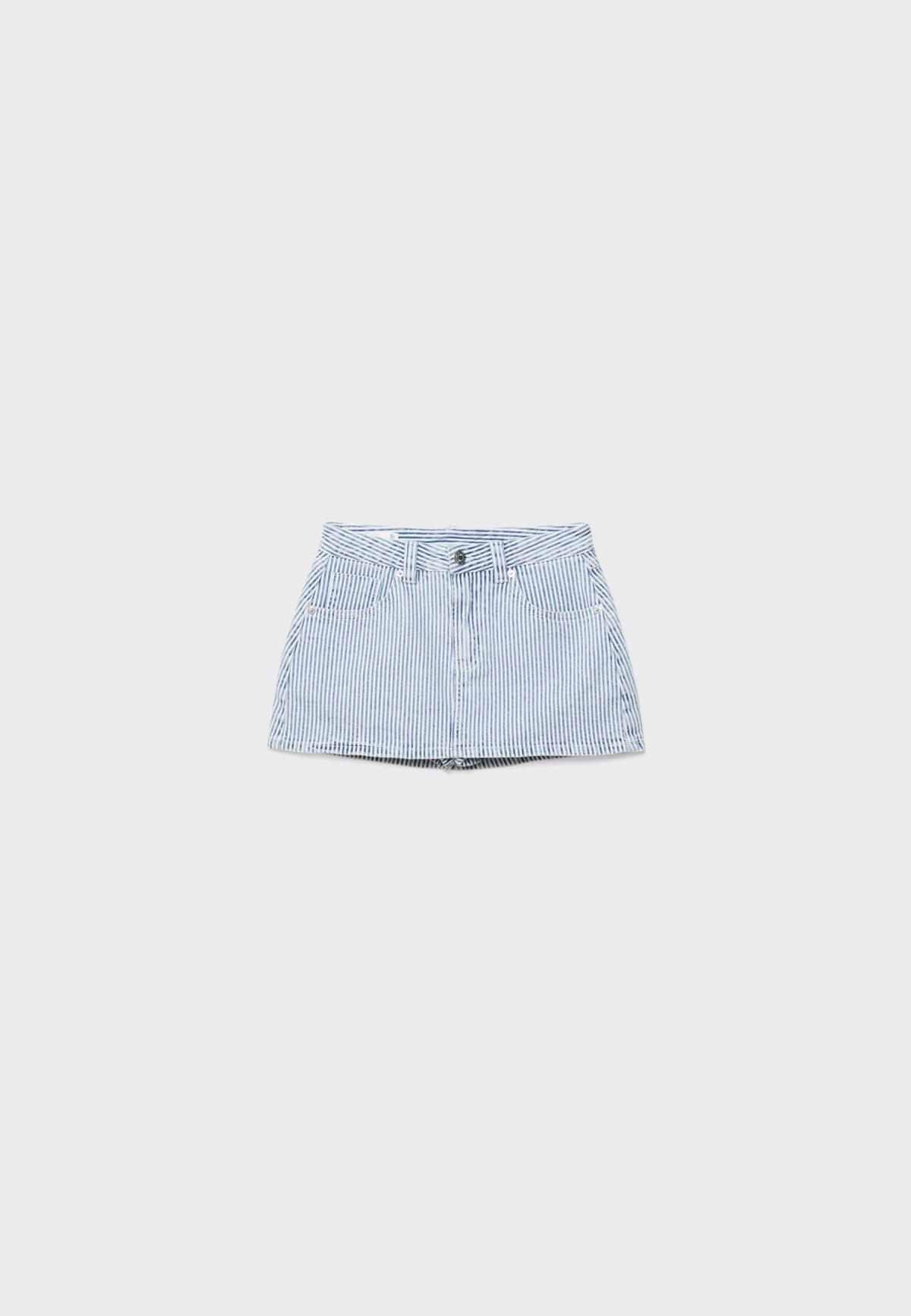 스트라디바리우스 스트라이프 데님 미니 스커트 팬츠 1283/422/706 LIGHT GREY