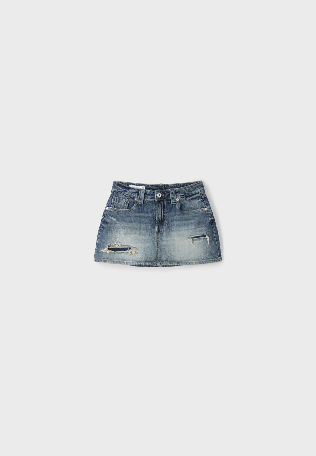 스트라디바리우스 워싱 데님 미니 스커트 팬츠 1283/422/702 MEDIUM BLUE