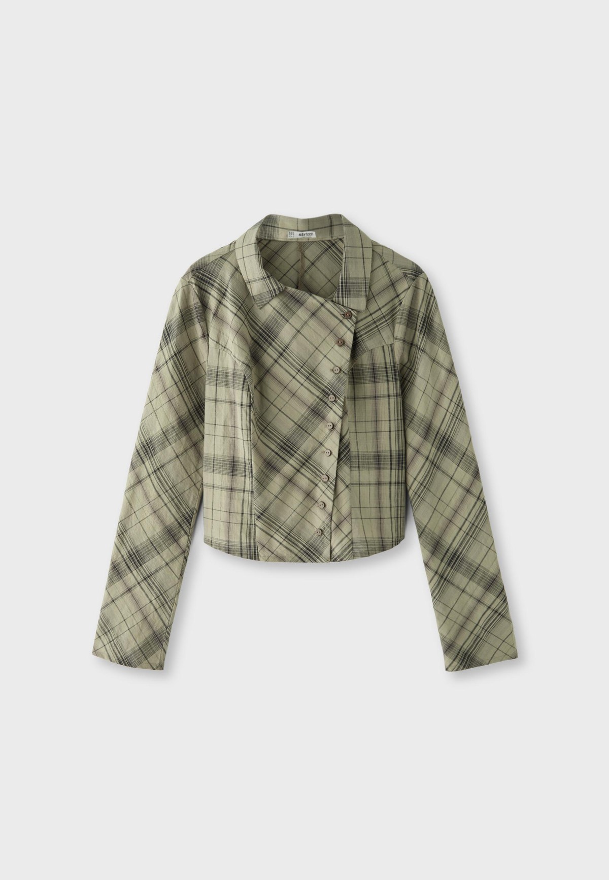 스트라디바리우스 체크 크롭 랩 긴팔 셔츠 8144/259/550 KHAKI