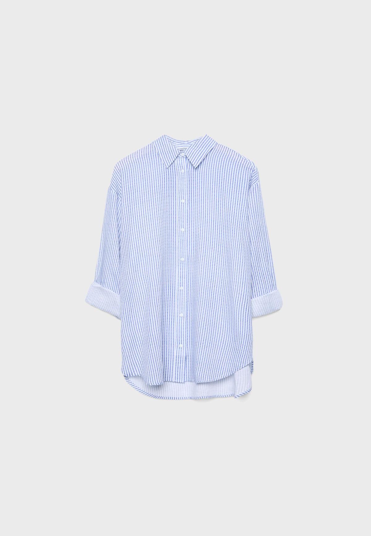 스트라디바리우스 린넨 이펙트 스트라이프 긴팔 셔츠 2027/622/011 DARK NAVY