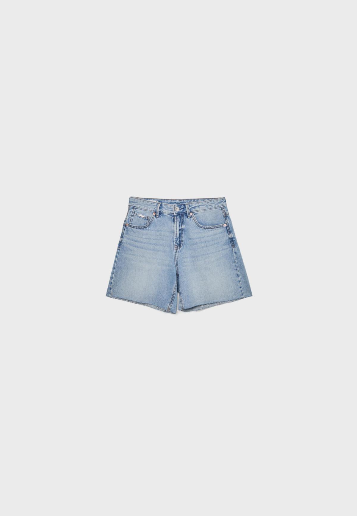 스트라디바리우스 하이웨이스트 데님 반바지 1364/425/704 VERY DARK BLUE/FADED