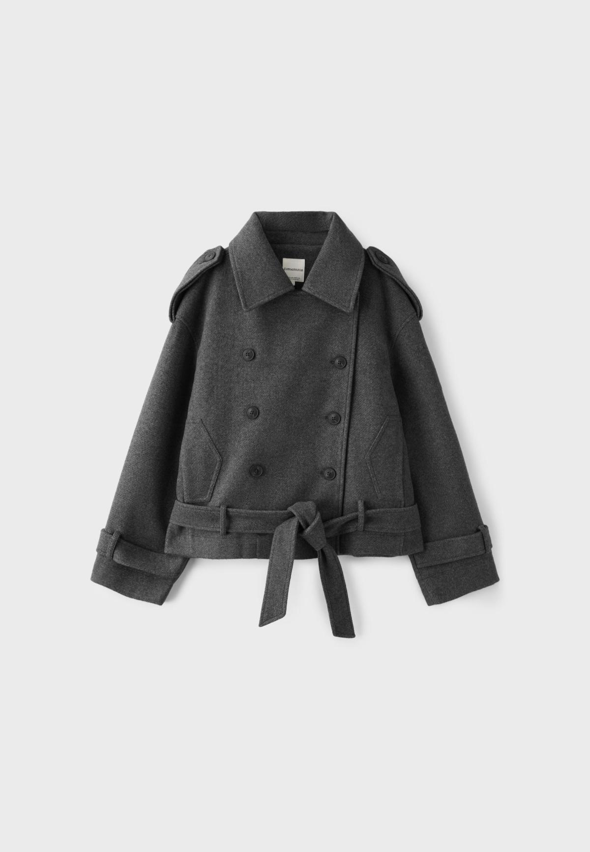 스트라디바리우스 오버사이즈 크롭 트렌치 코트 5775/101/250 CHARCOAL GREY