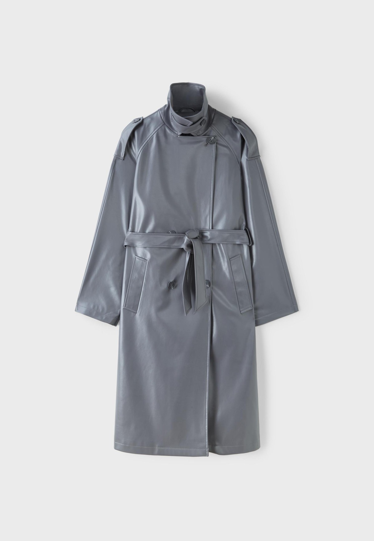 스트라디바리우스 가죽 이펙트 롱 트렌치 코트 5830/128/250 CHARCOAL GREY