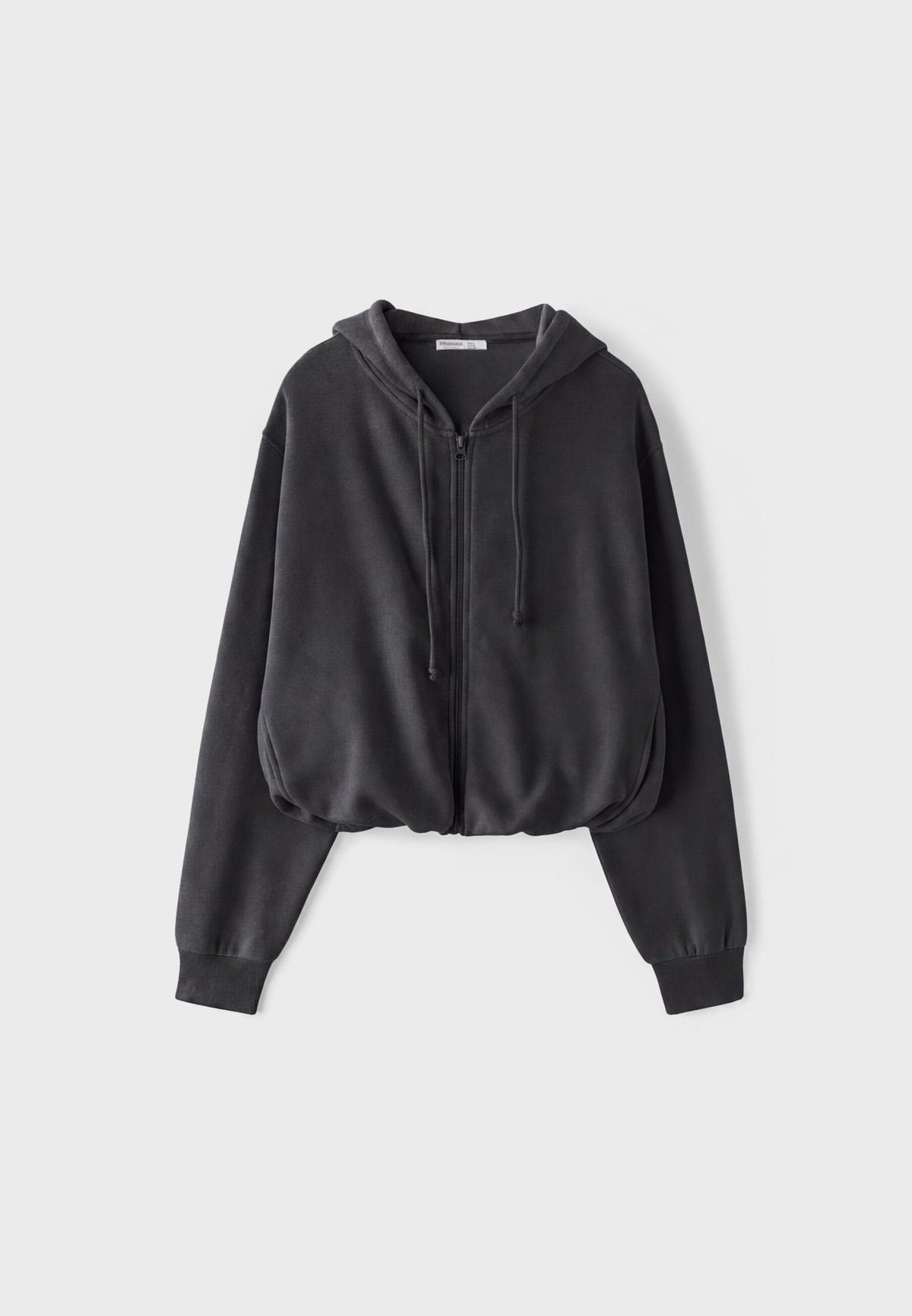 스트라디바리우스 크롭 퍼프 헴 집업 후드티 8729/204/250 CHARCOAL GREY