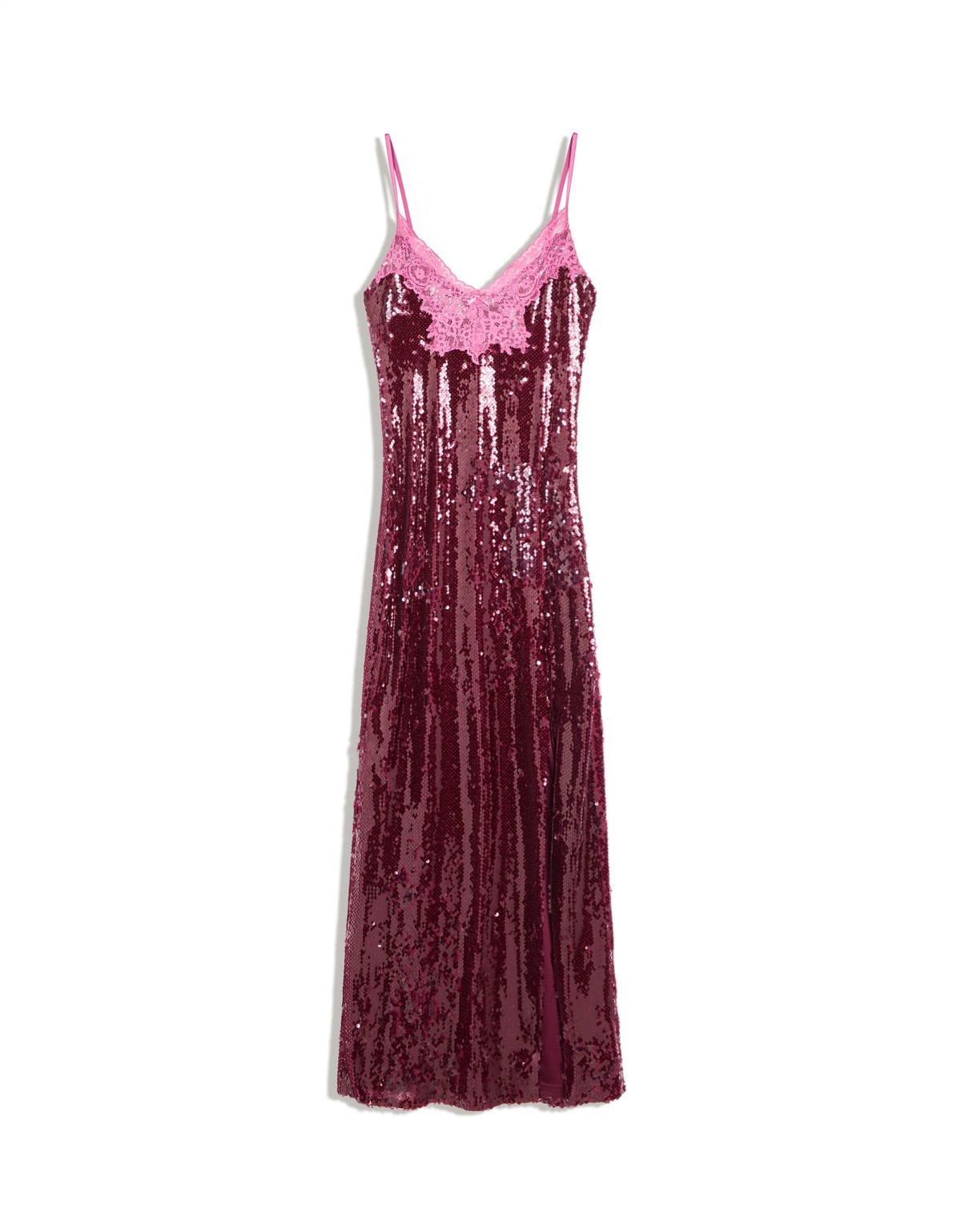버쉬카 스팽글 레이스 롱 슬립 원피스 3761/222 BURGUNDY