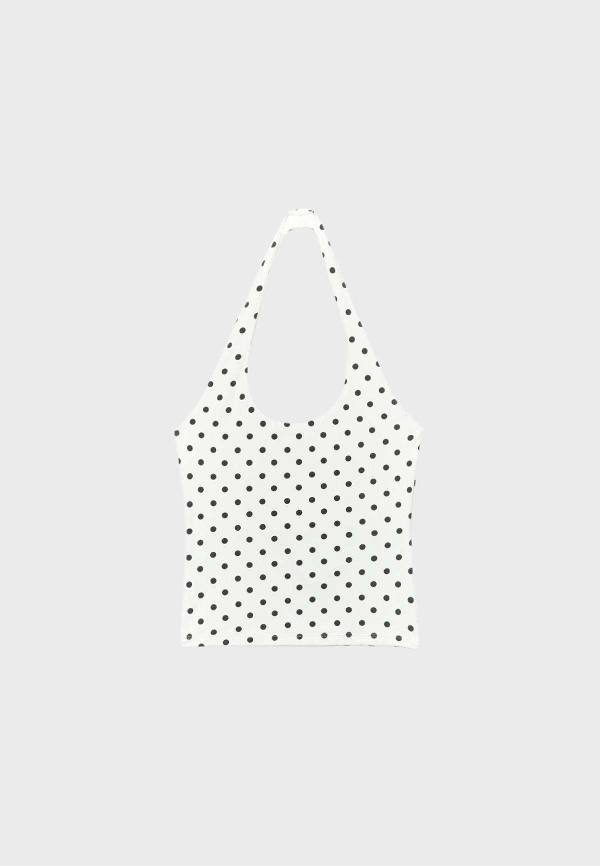 스트라디바리우스 슬림핏 도트 홀터넥 오픈백 탑 7070/116/706 LIGHT GREY