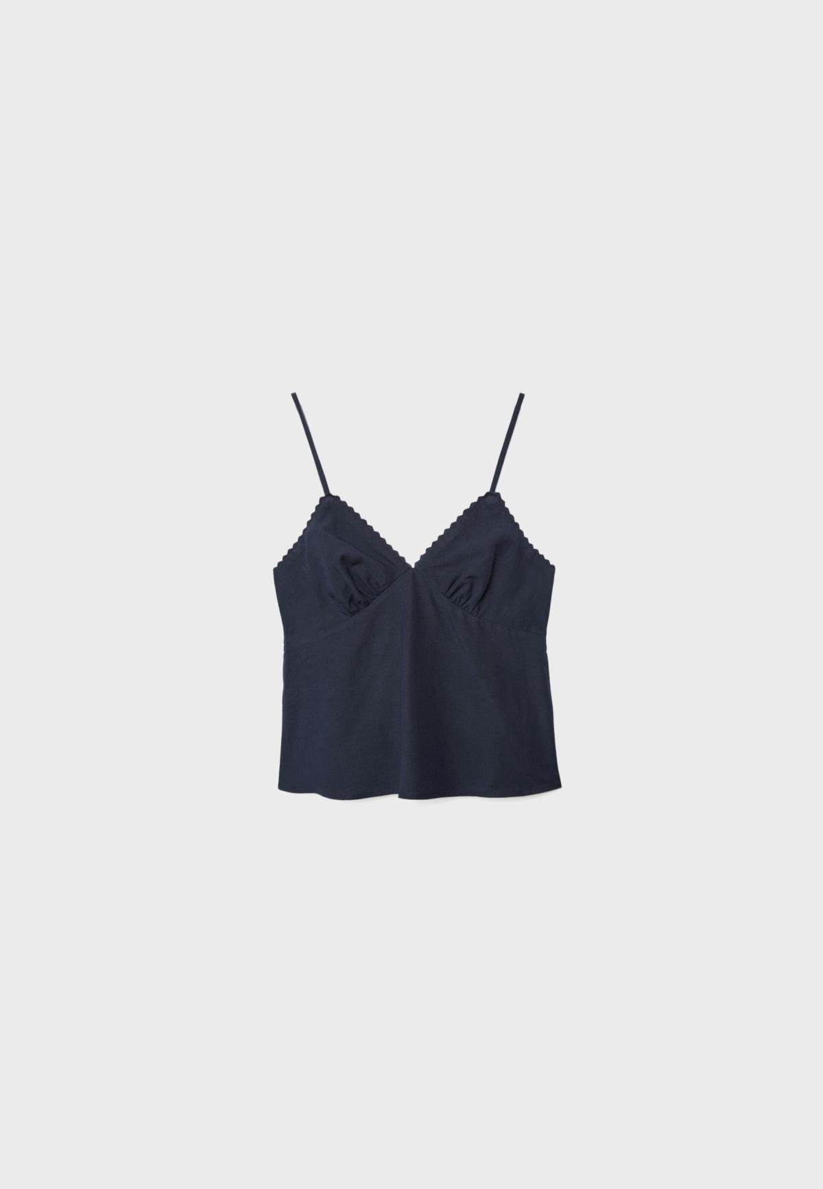스트라디바리우스 러스틱 브이넥 스트랩 탑 7150/626/011 DARK NAVY