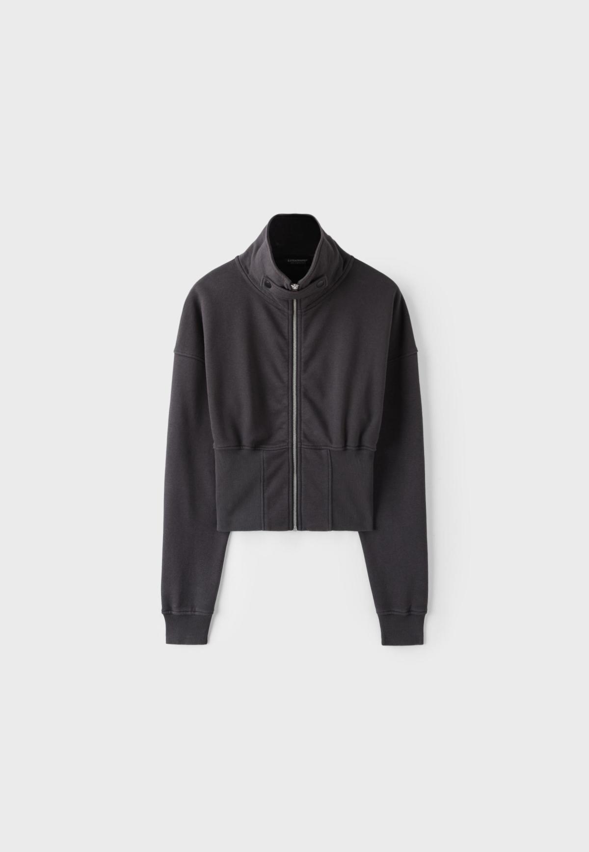 스트라디바리우스 크롭 하이넥 집업 스웨트셔츠 8758/569/250 CHARCOAL GREY
