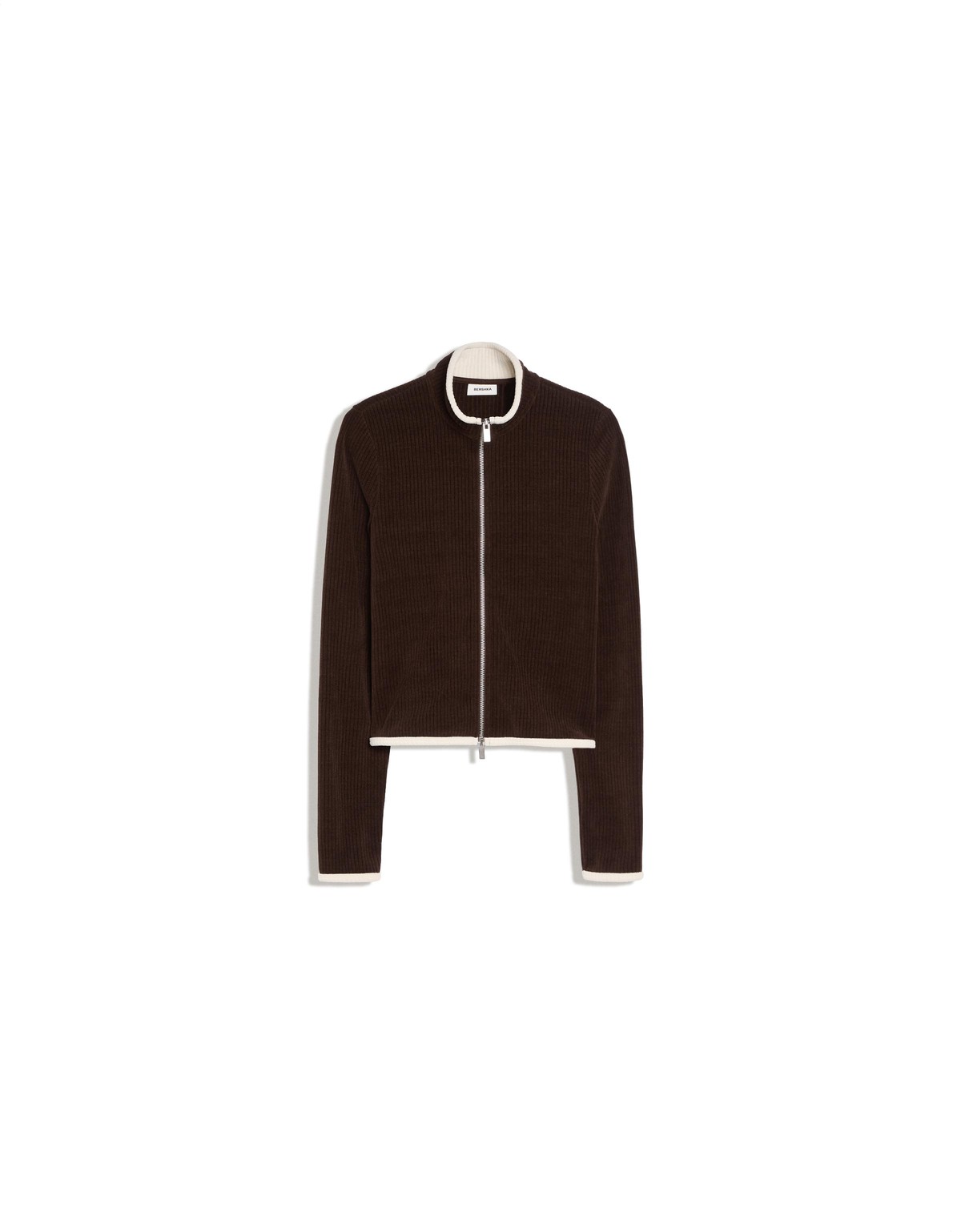 버쉬카 골지 지퍼 하이넥 크롭 자켓 3796/254 BROWN