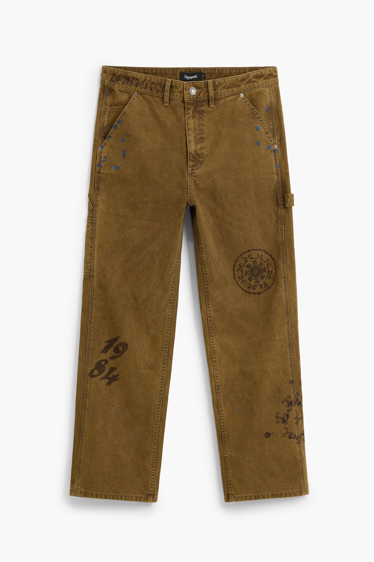 데시구알 워시드 그래픽 카펜터 코튼 팬츠 27SMPW036000 BROWN