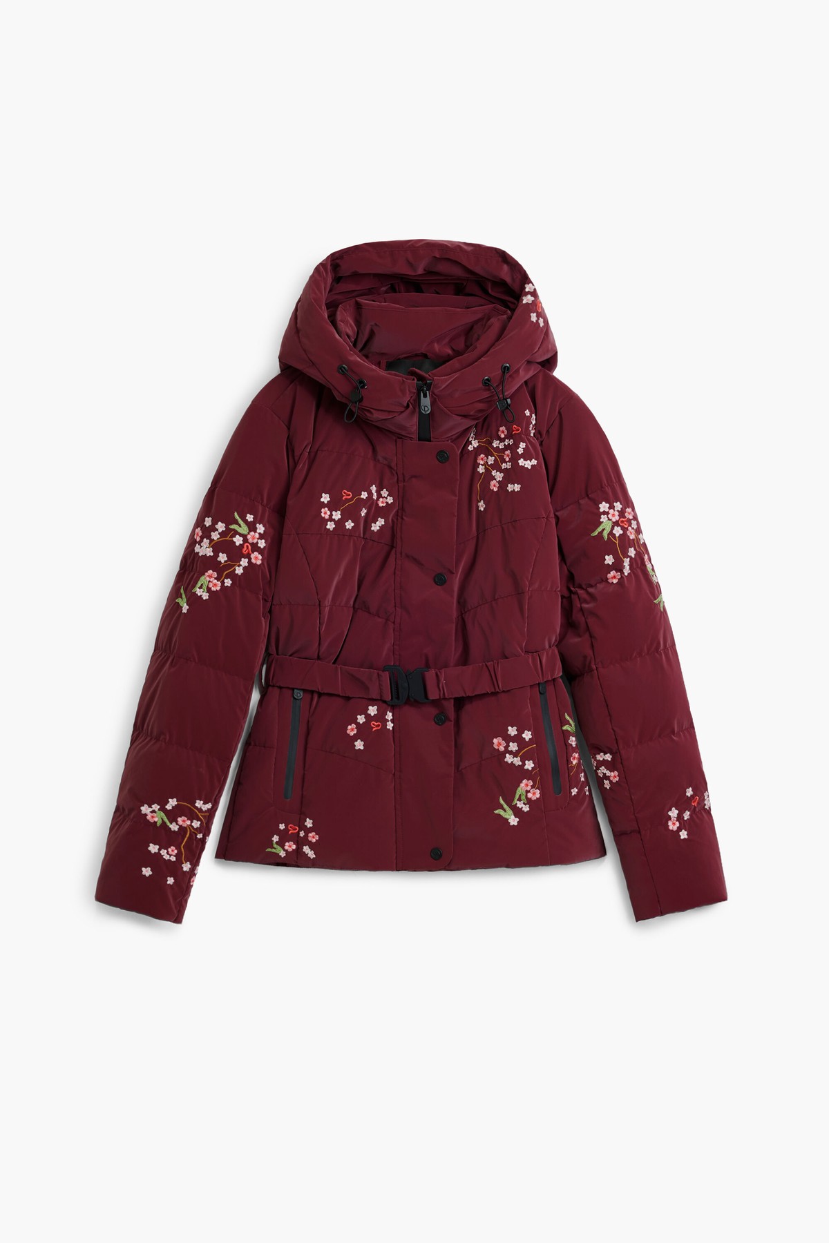 데시구알 플로럴 자수 후드 패딩 자켓 27SWEWX43032 GARNET, RED