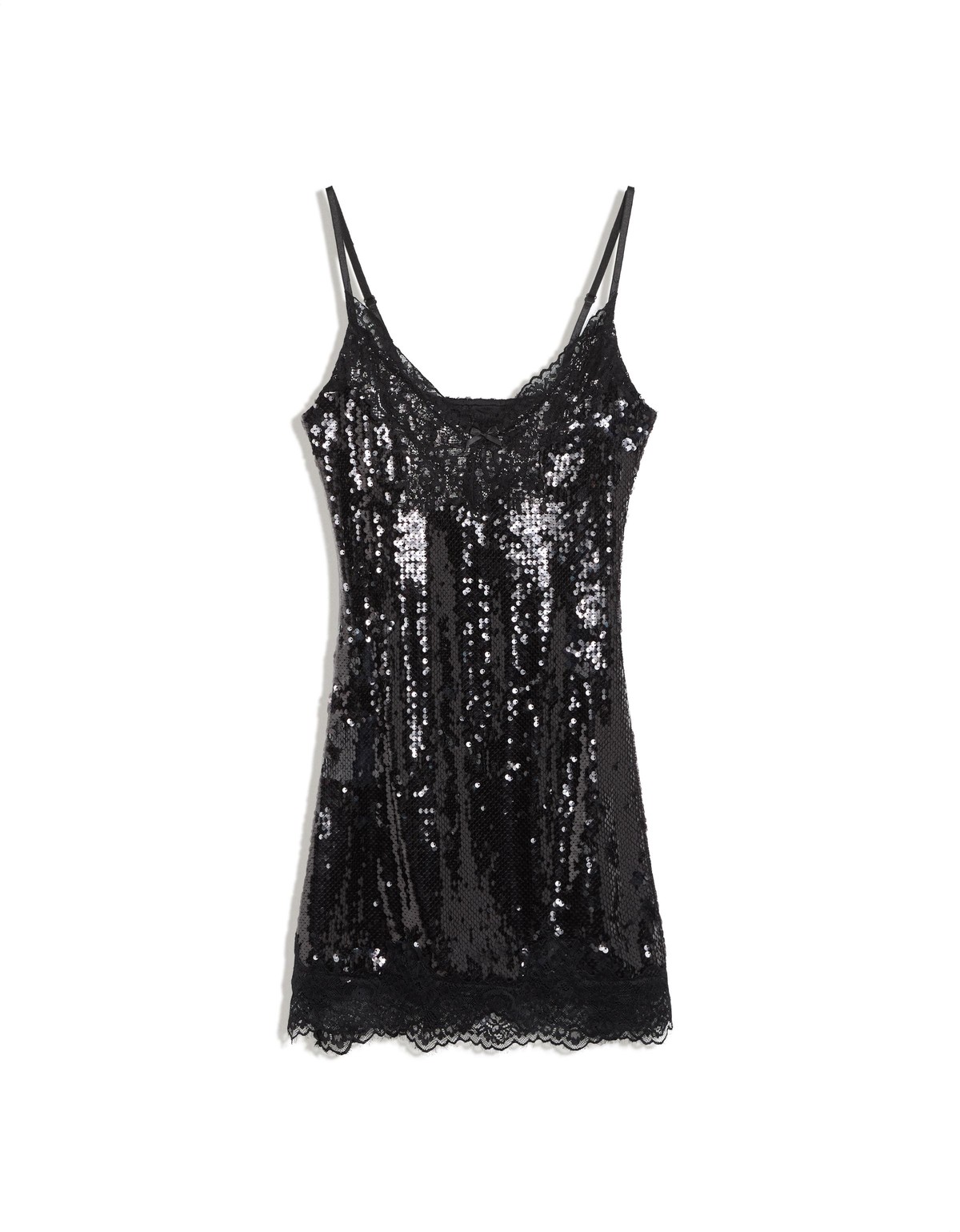 버쉬카 스트랩 레이스 시퀸 미니 원피스 3761/759 BLACK