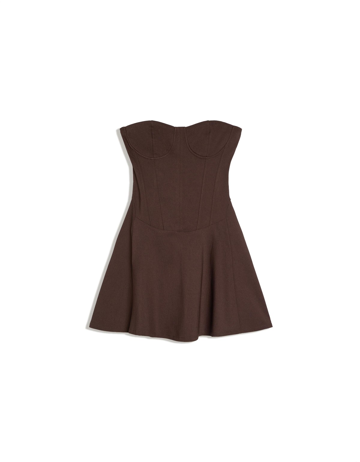 버쉬카 오프숄더 스트랩리스 미니 원피스 3128/710 BROWN