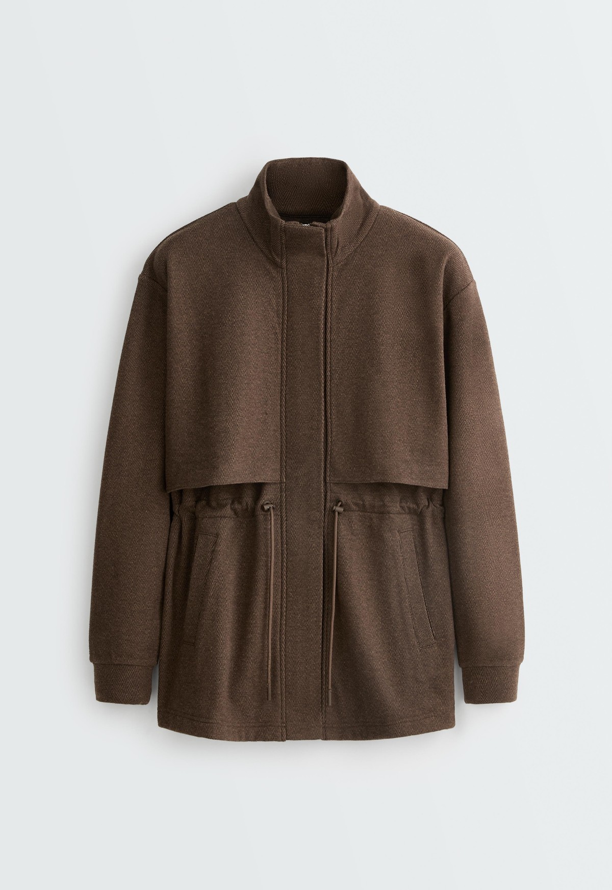 오이쇼 헤링본 하이넥 케이프 자켓 7364/977/719 BROWN