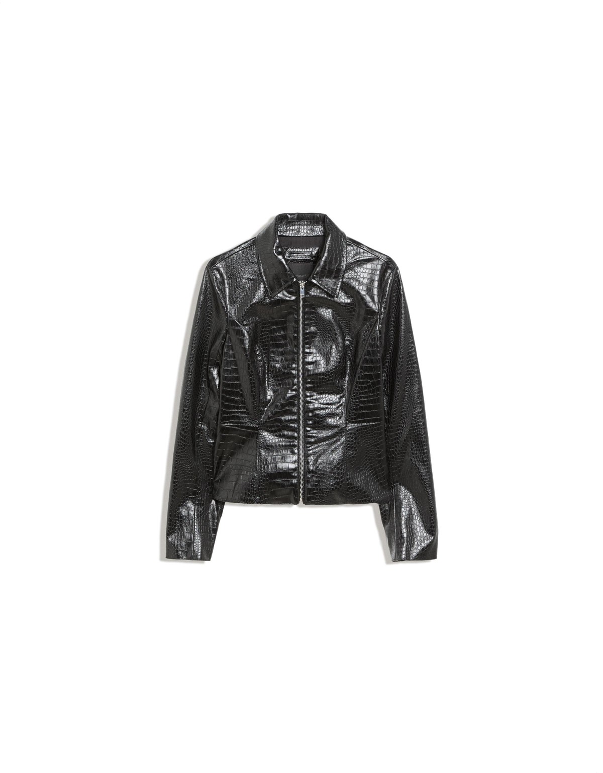 버쉬카 레더 이펙트 페플럼 크롭 자켓 4244/109 BLACK