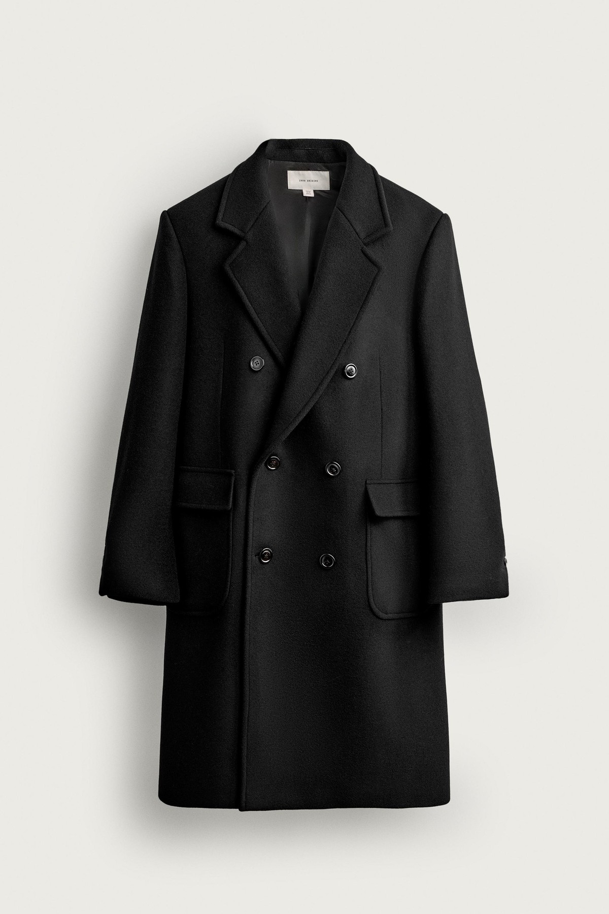 자라 울 블렌드 레귤러핏 더블 코트 1550/521/800 BLACK