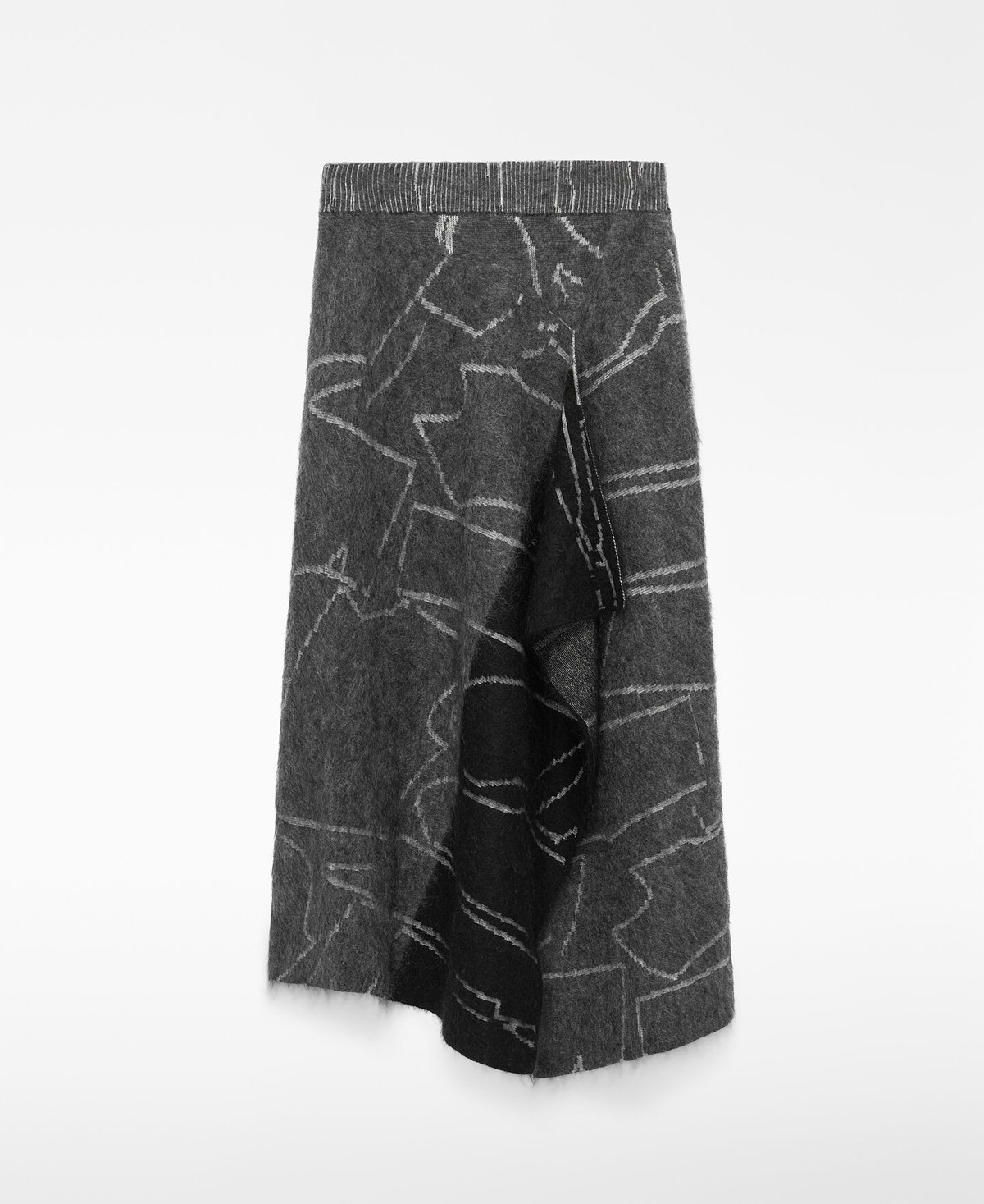 아돌포도밍게즈 투톤 자카드 니트 롱 스커트 242112490162 GREY/BLACK