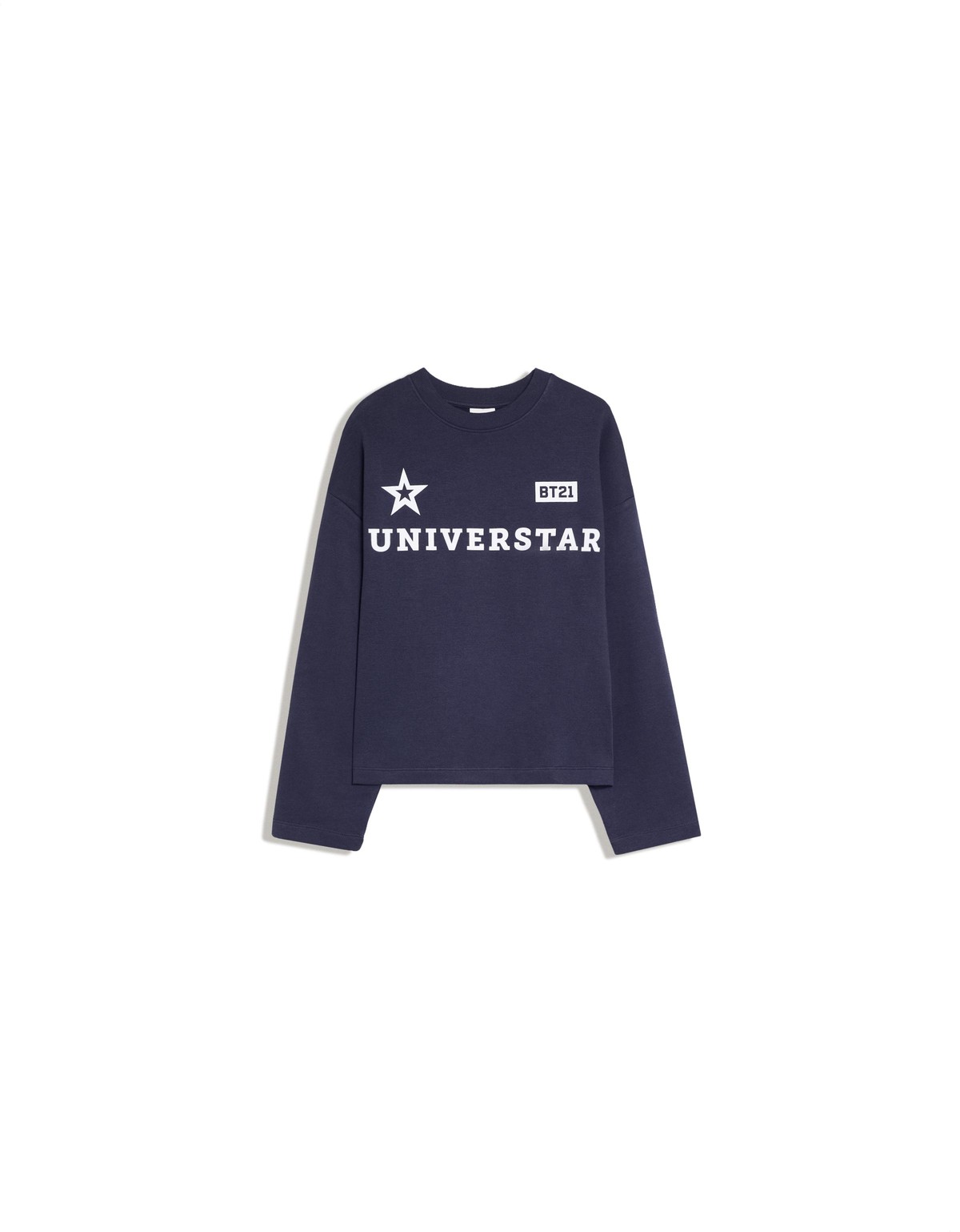 버쉬카 프린트 라운드넥 루즈핏 맨투맨 4129/210 NAVY