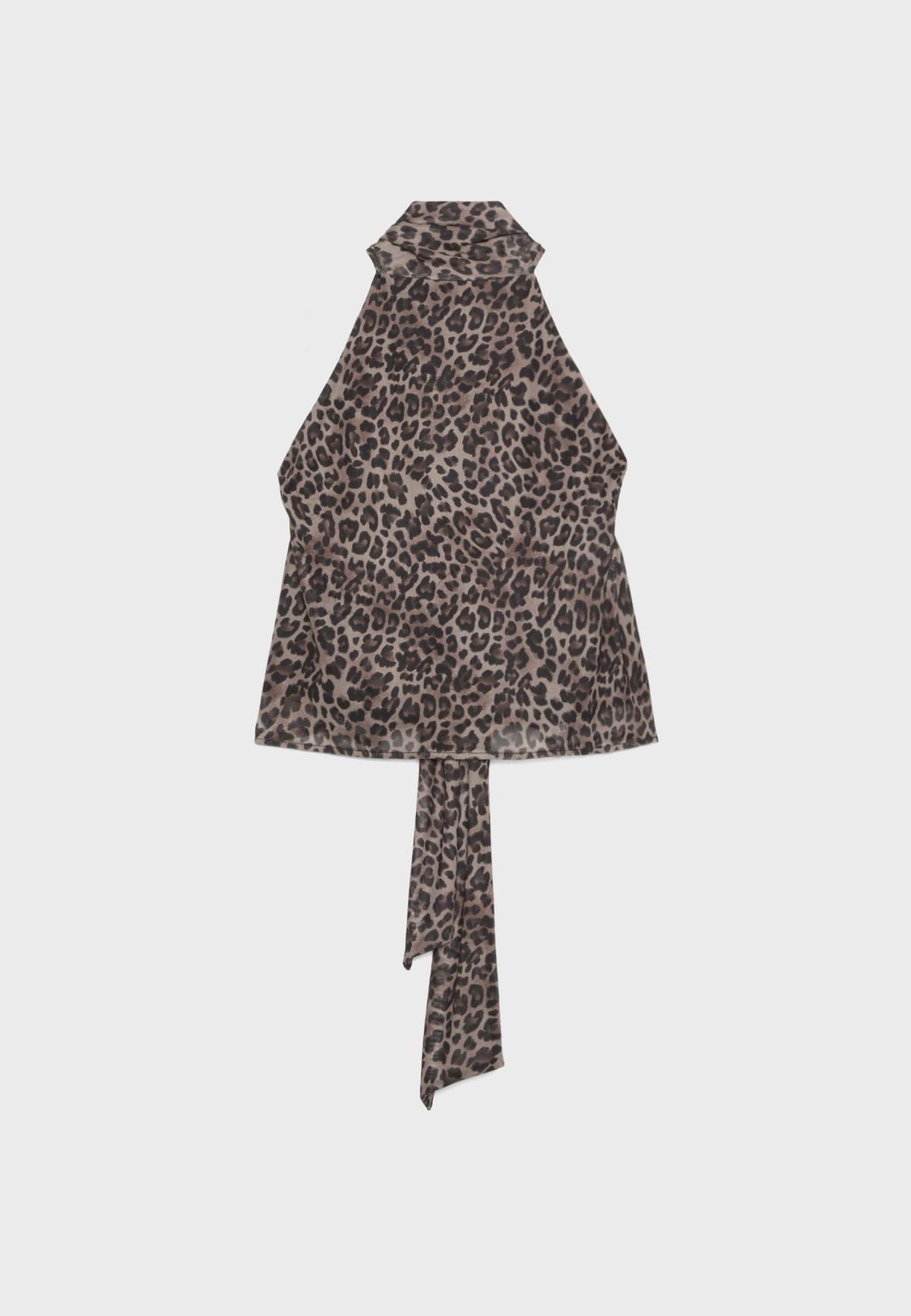 스트라디바리우스 애니멀 프린트 홀터넥 스카프 탑 7120/164/451 MEDIUM BEIGE