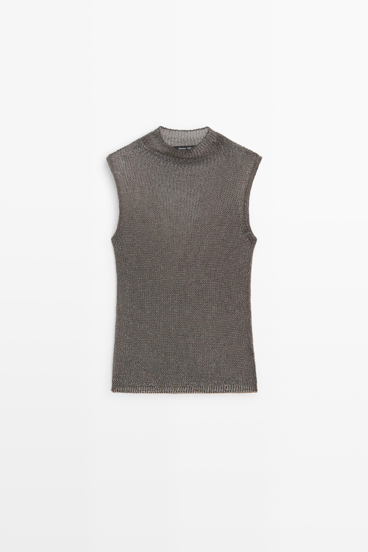 마시모두띠 메탈릭 하이넥 민소매 니트 탑 6830/506 ANTHRACITE GREY