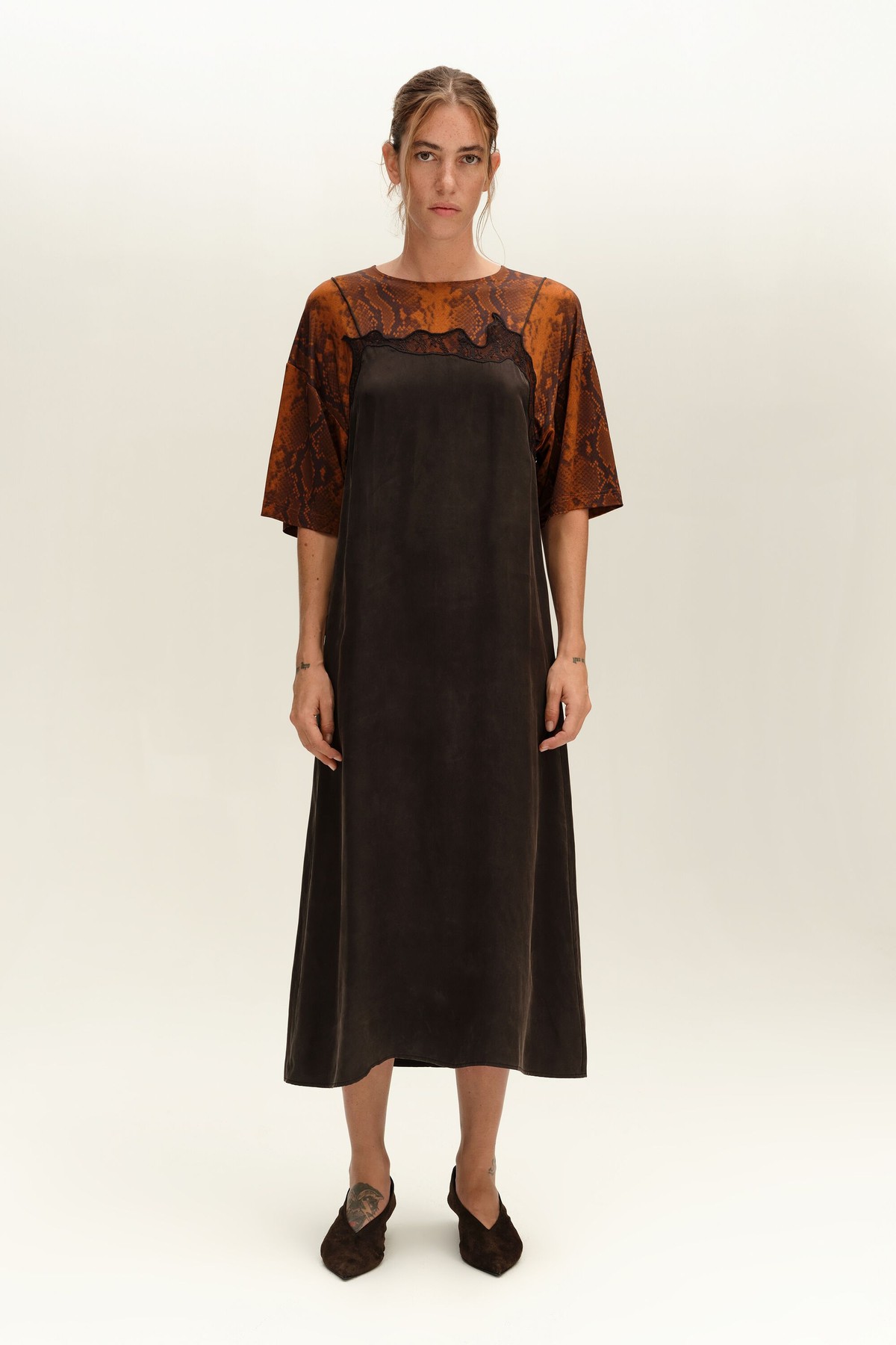 빔바이롤라 레이스 레이어드 미디 원피스 262BR9024.10035 WASHED BLACK