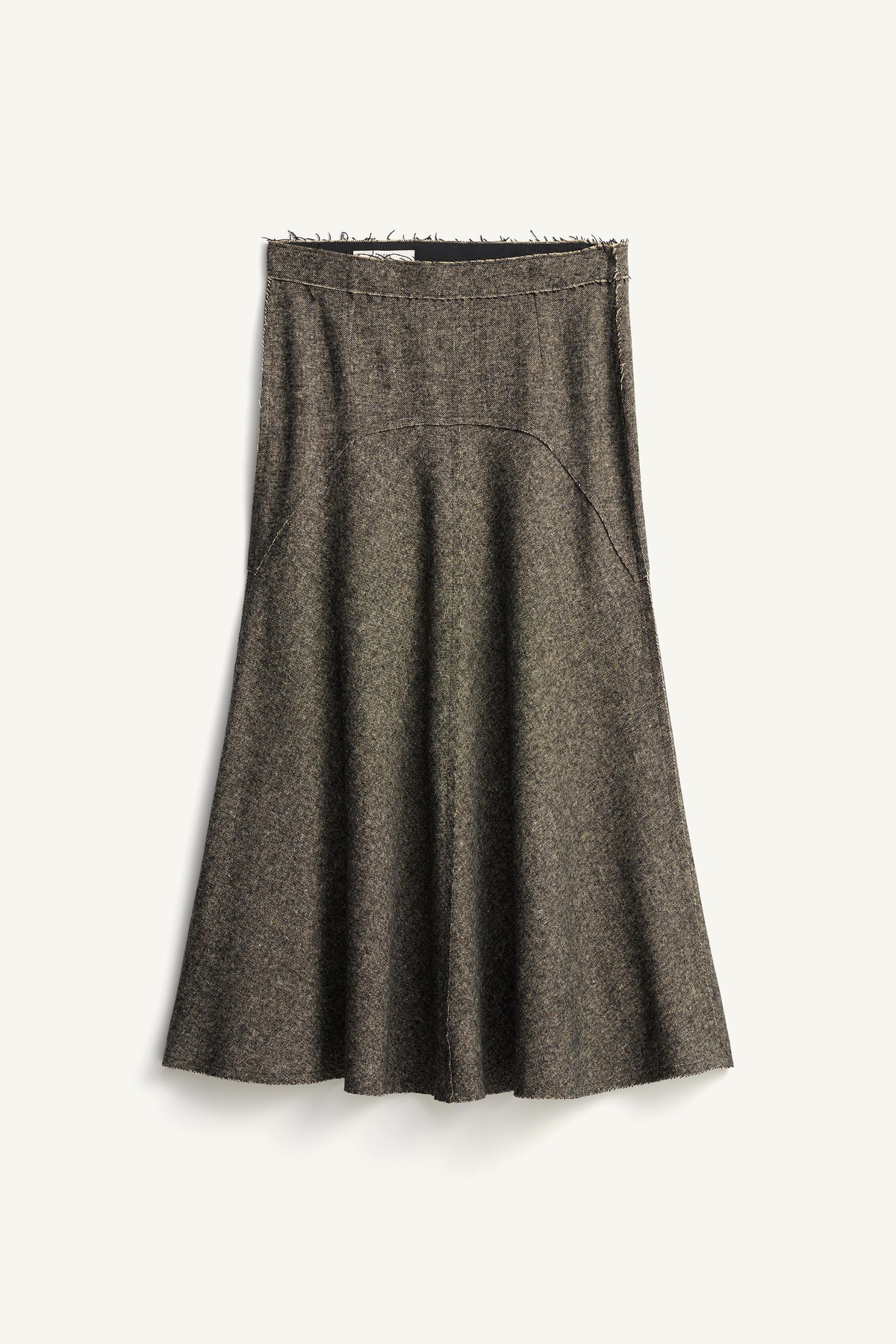 자라 한정판 플레어 울 혼방 롱 스커트 8037/065/102 GREY / TAN