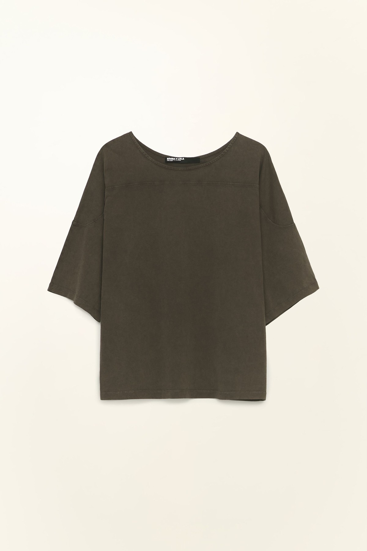 빔바이롤라 박시핏 보트넥 반팔 코튼 티셔츠 262BR7439.10620 TAUPE