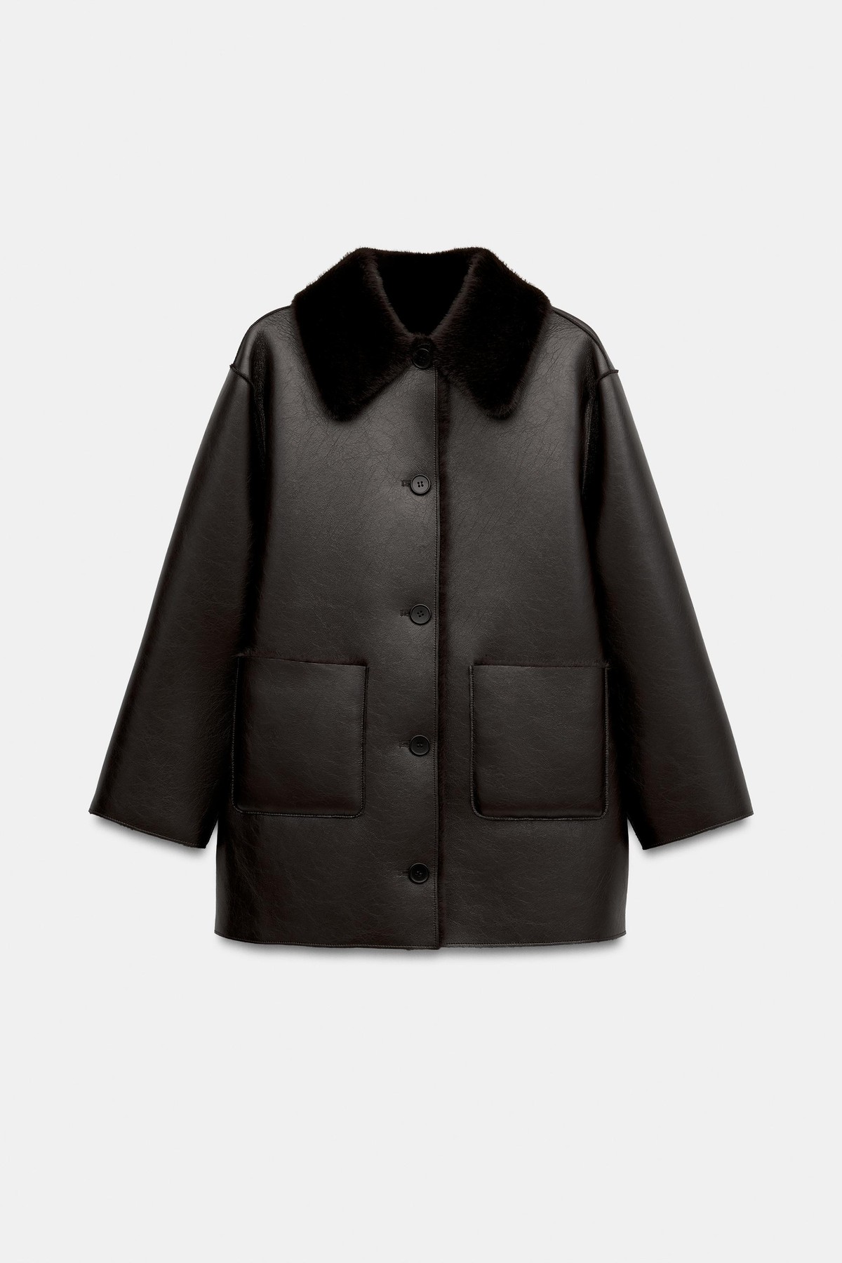 자라 리버서블 퍼 디테일 코트 8073/248/700 BROWN
