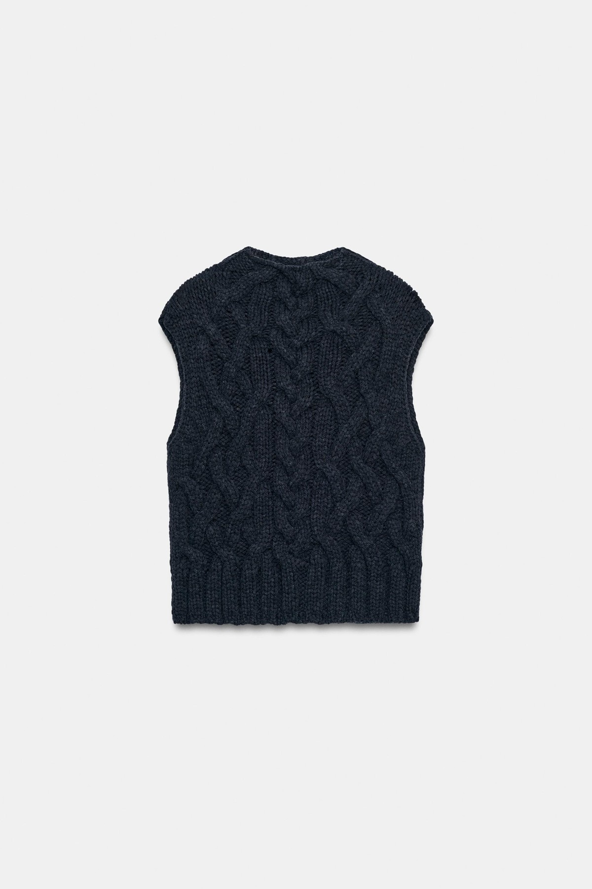 자라 케이블 니트 하이넥 크롭 베스트 5802/112/807 ANTHRACITE GREY