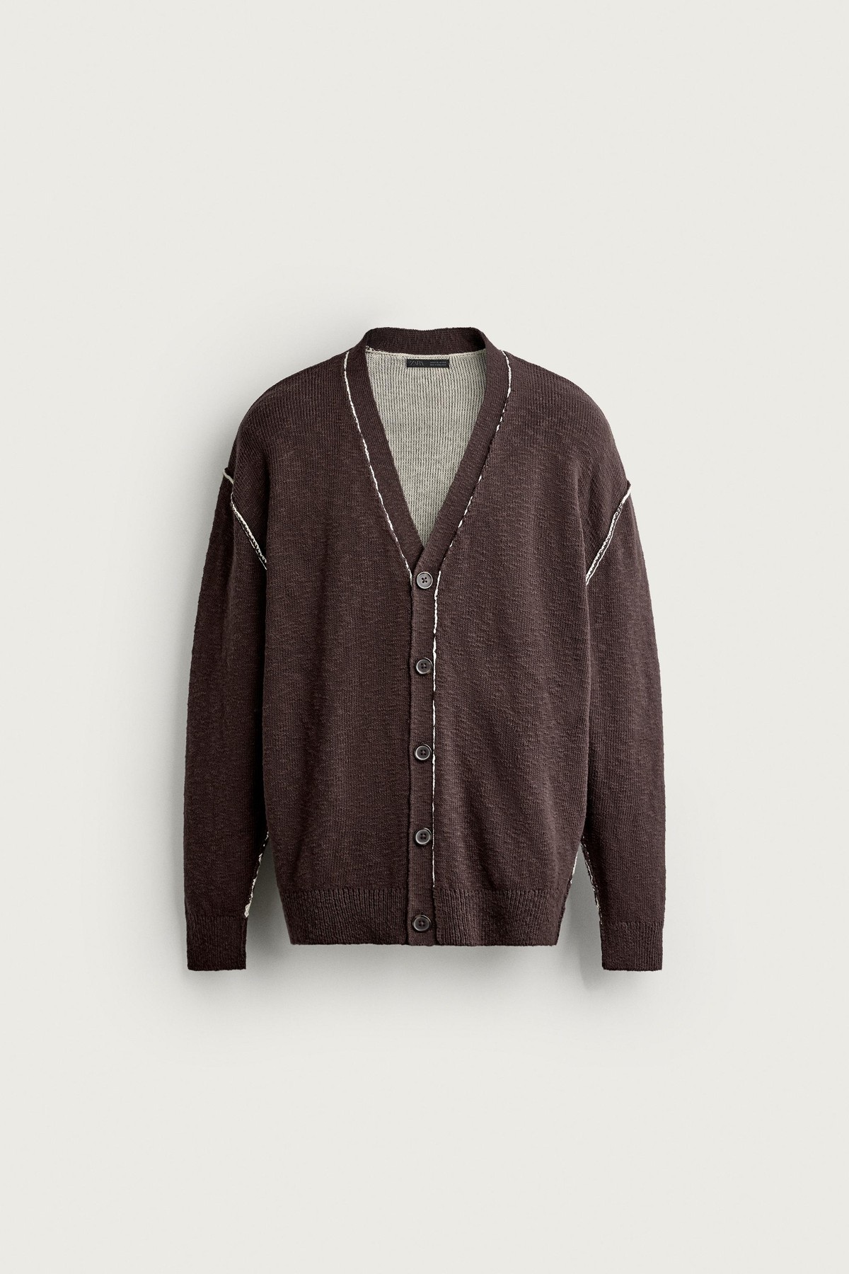 자라 릴렉스핏 스티치 코튼 가디건 3284/328/700 BROWN