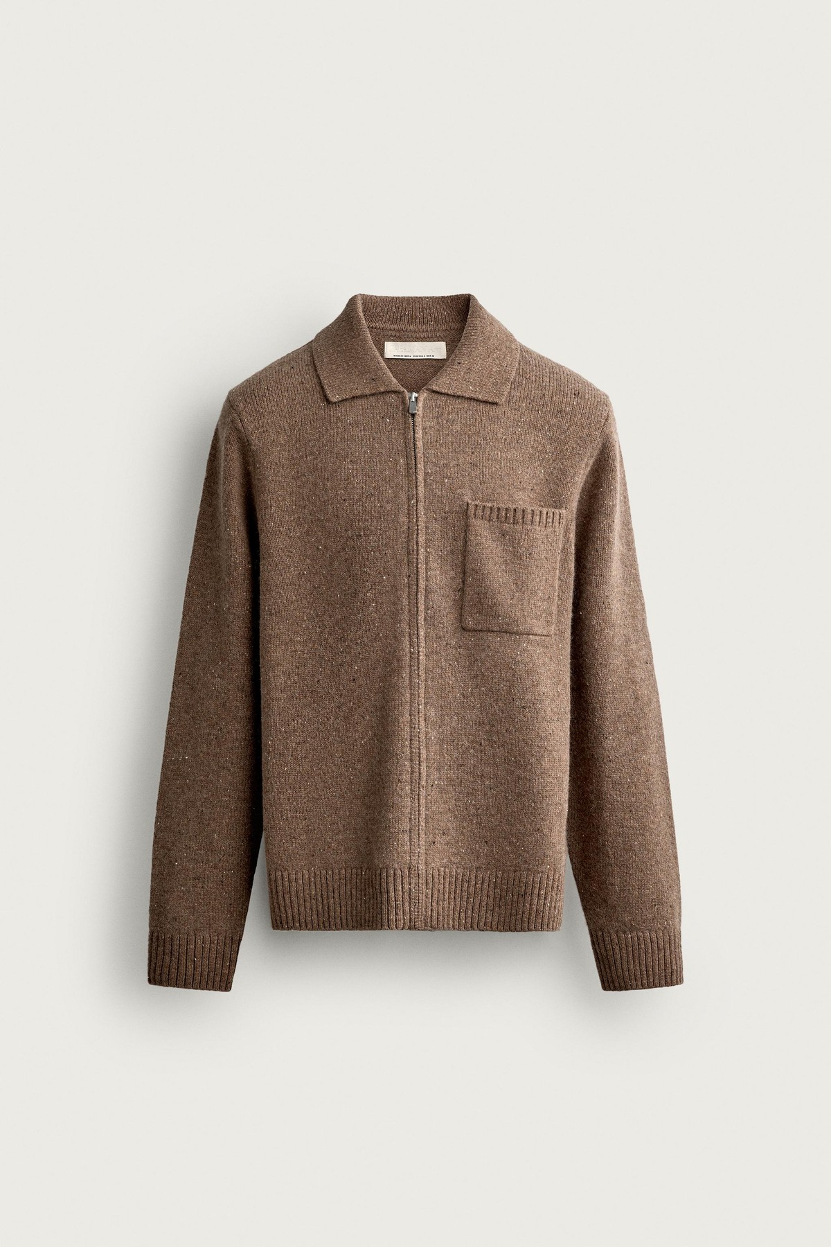 자라 울 블렌드 카라 지퍼 가디건 4938/314/707 CAMEL